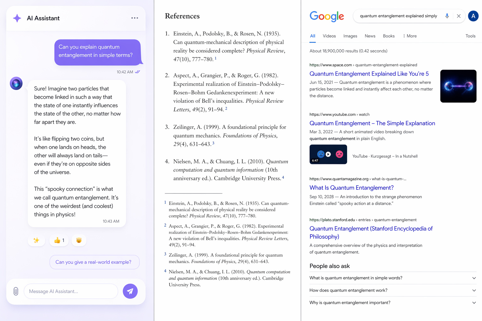 Can you explain quantum entanglement in simple terms?.
