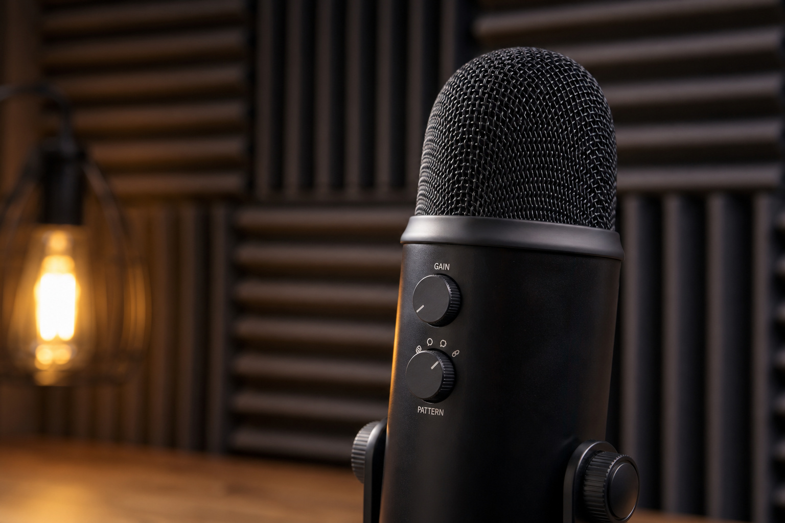High-quality professional microphone for podcasting, streaming, and recording in a studio setting.