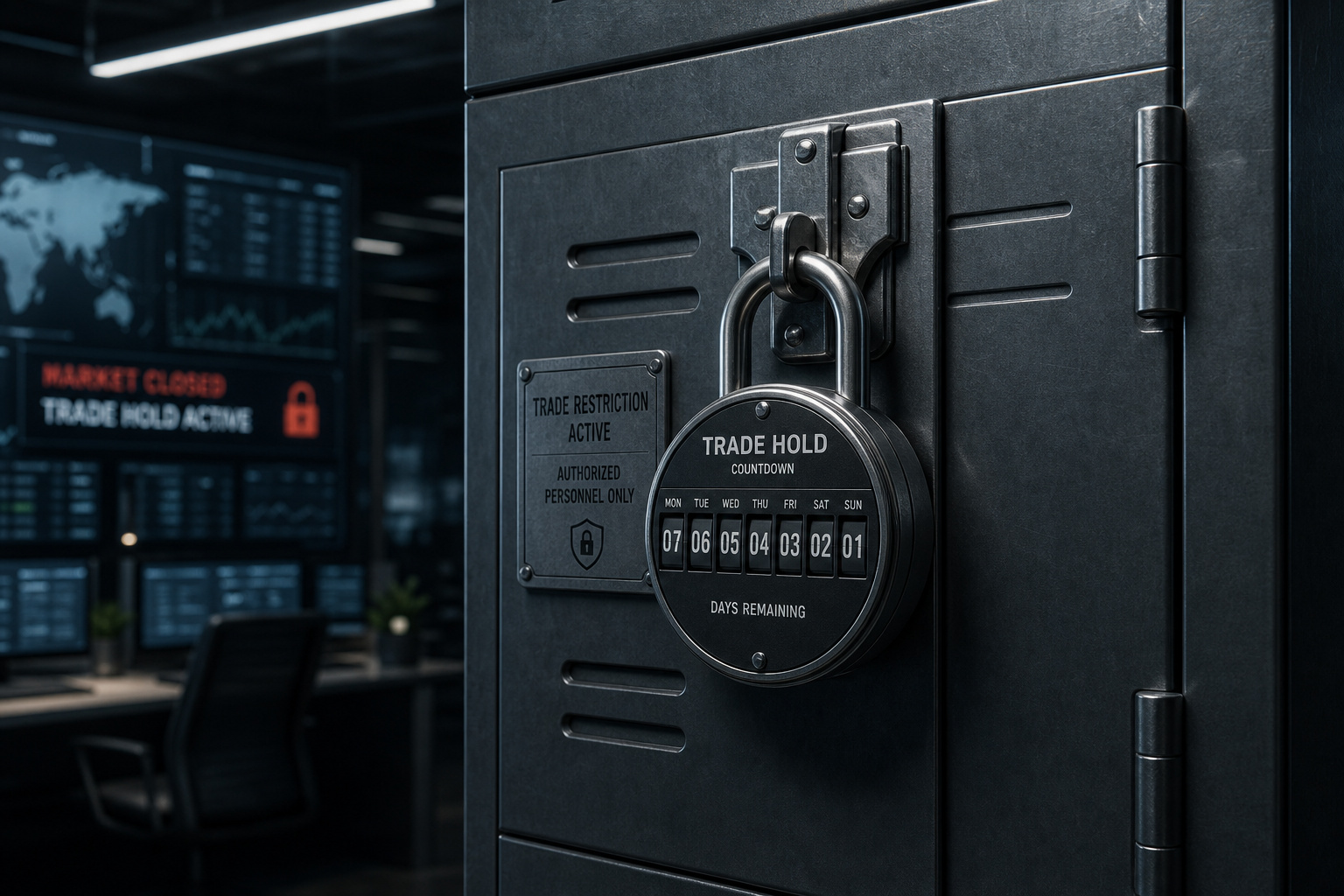 Secure time lock on a cabinet in an office, used for safety and access control in corporate settings.