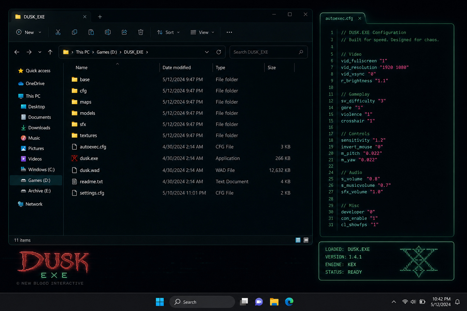 Half-Life: Blue Shift: How a Cancelled Dreamcast Port Defined a Legacy 4 Screenshot of Dusk EXE game modification tool showing file directory and configuration code for enhanced gaming chaos.