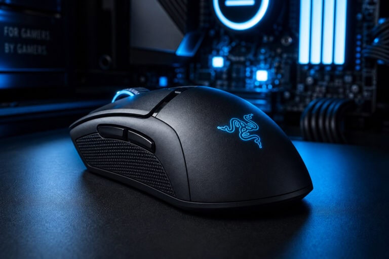 High-performance Razer gaming mouse with customizable buttons and RGB lighting, ideal for gamers and tech enthusiasts.
