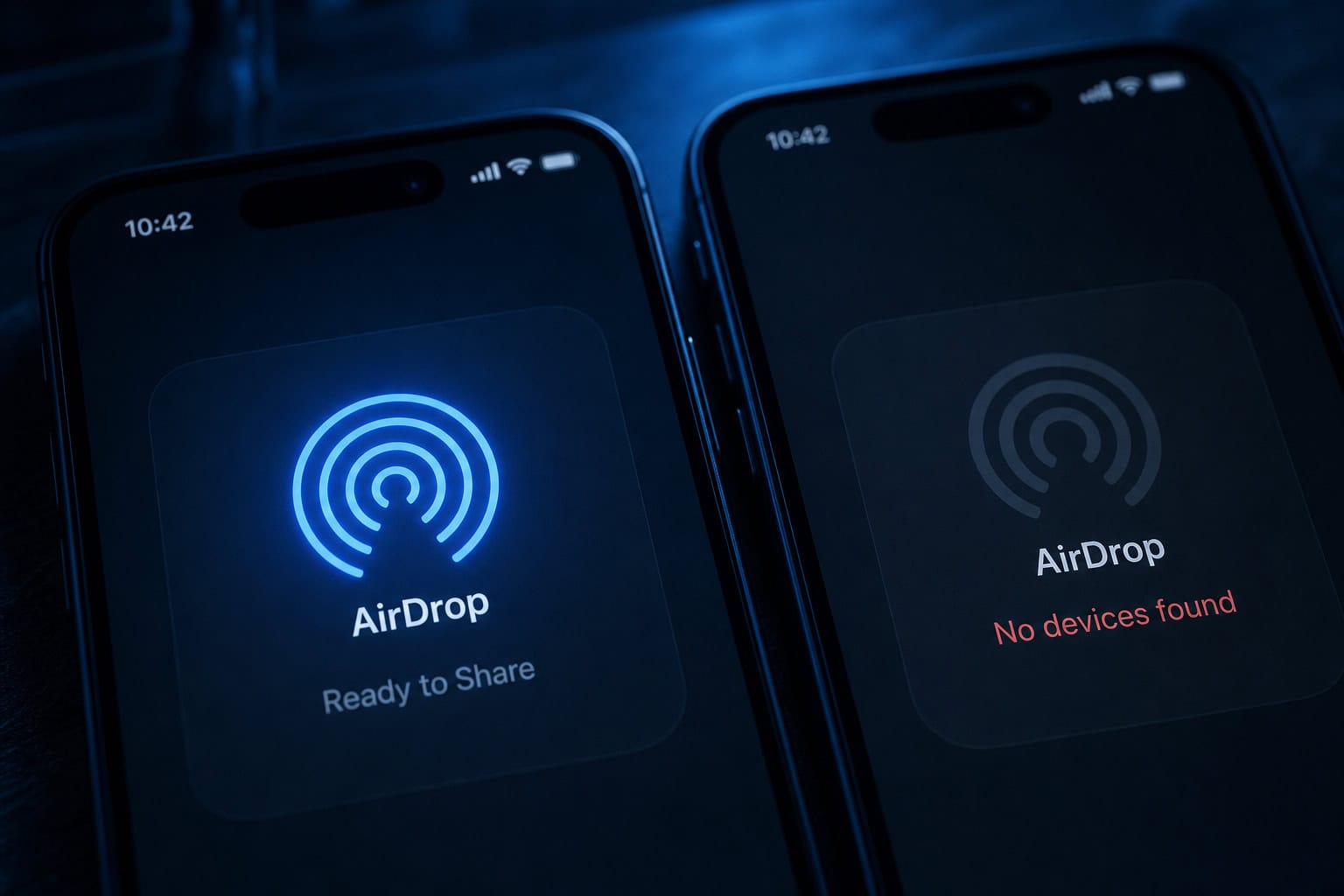 Send Large Files from iPhone: 7 Apps That Beat AirDrop for 4K Video 2 iPhone AirDrop icon next to a Windows laptop screen showing no compatible devices found.