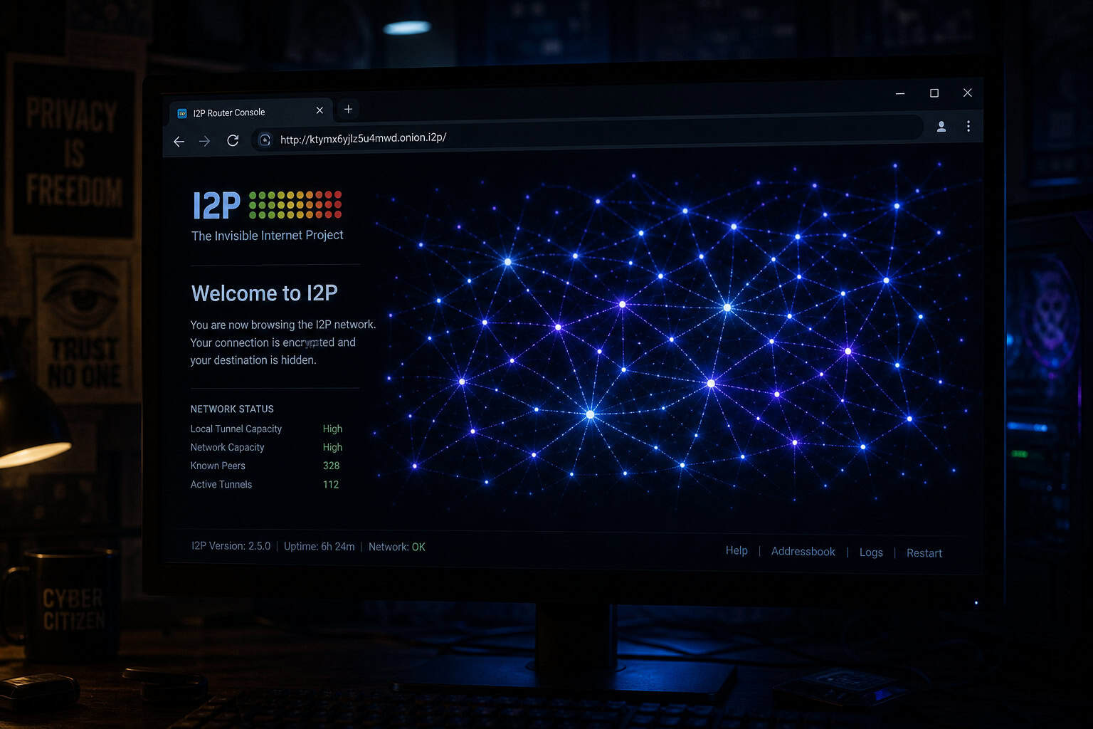 I2P eepsite browsing with .i2p address resolving inside the network away from ISP