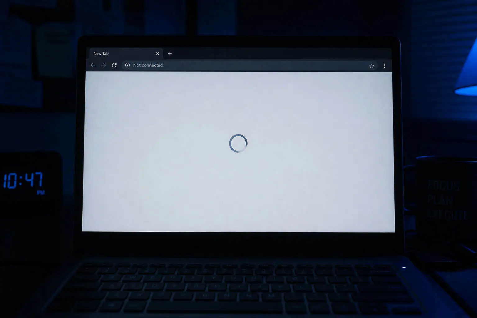 Blank I2P browser window during the 30 to 60 second bootstrap delay on first launch.