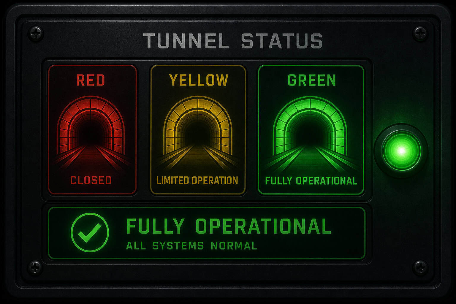 I2P tunnel status indicator showing red, yellow, and green states for eepsite establishment.