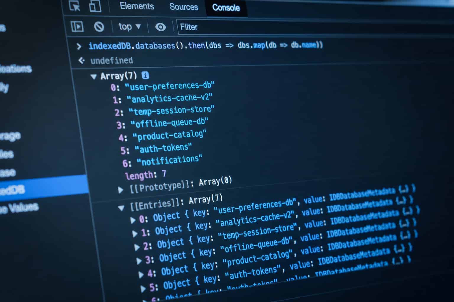 IndexedDB databases method returning unsorted hash table order exploited for tracking in Tor Browser