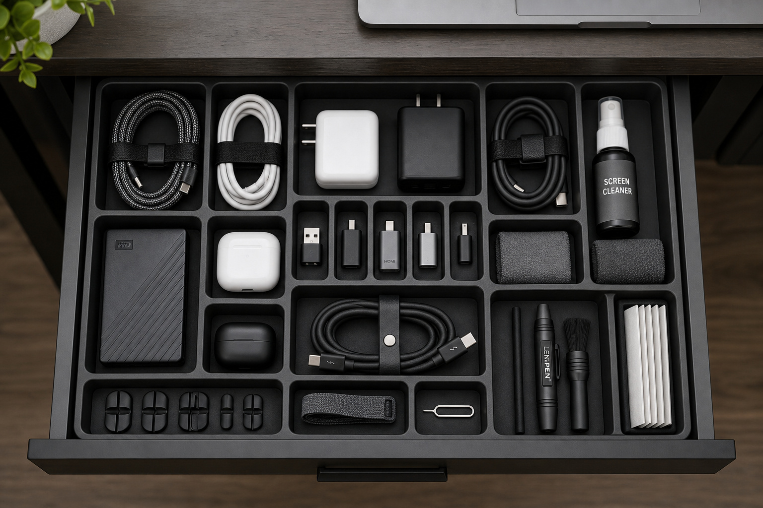 Budgeting for a Major Tech Upgrade: Strategy Over Splurge 3 High-quality tech accessory storage case with cables, chargers, cleaning spray, and electronic tools for efficient organization and maintenance.