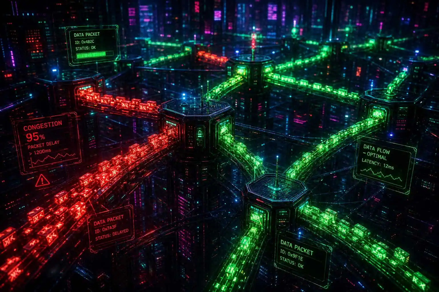 Packet-switched routing in I2P where each message can take a different path based on congestion.