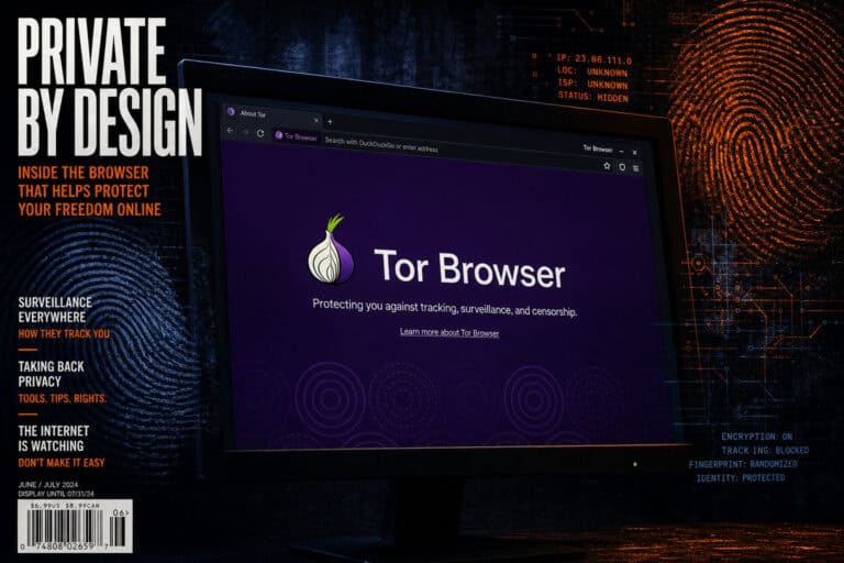 Tor Browser interface on a computer screen highlighting privacy, security, and censorship protection features for online anonymity.