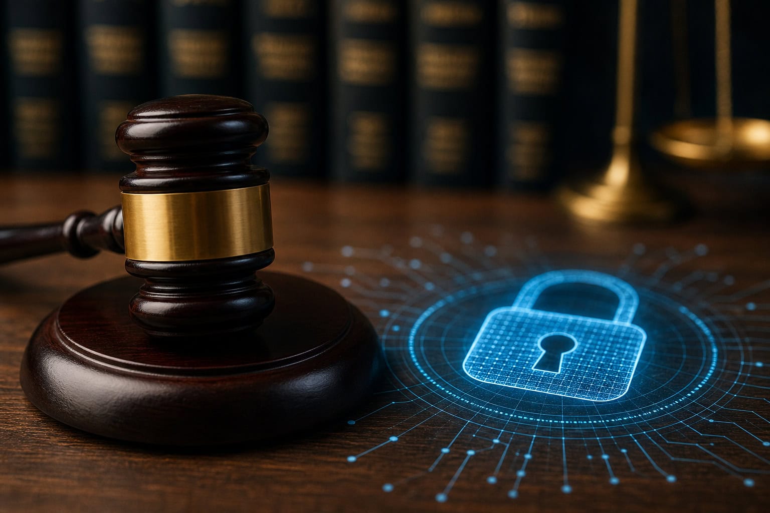 Gavel and digital padlock representing the legal conclusion that Tor is legal but not a shield from prosecution.