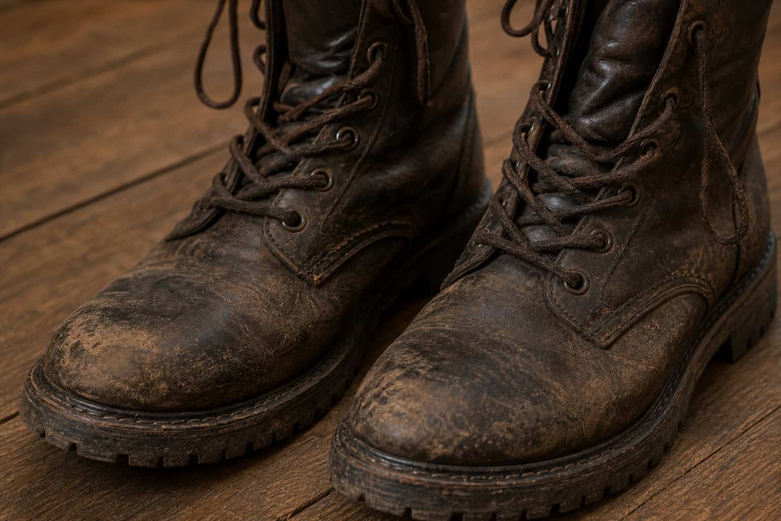 Hot Lara Croft Cosplay: 69+ Photos & DIY Build Guide 65 Weathered dark brown lace-up combat boots suitable for Lara Croft cosplay.