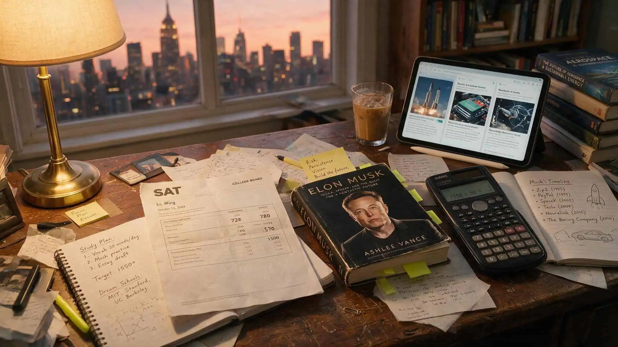 Highest IQ Billionaires: What Their Scores Really Mean 2 Desk with SAT score report and biography used to estimate billionaire IQ