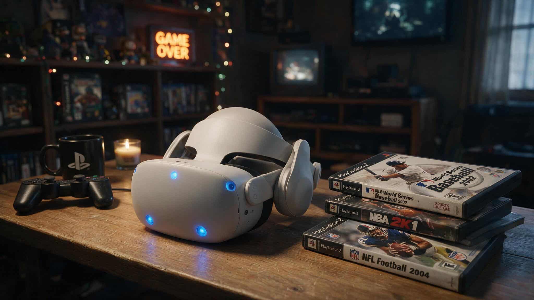 PlayStation VR headset and loose PS2 sports games, items often assumed worthless but bought by niche buyers.