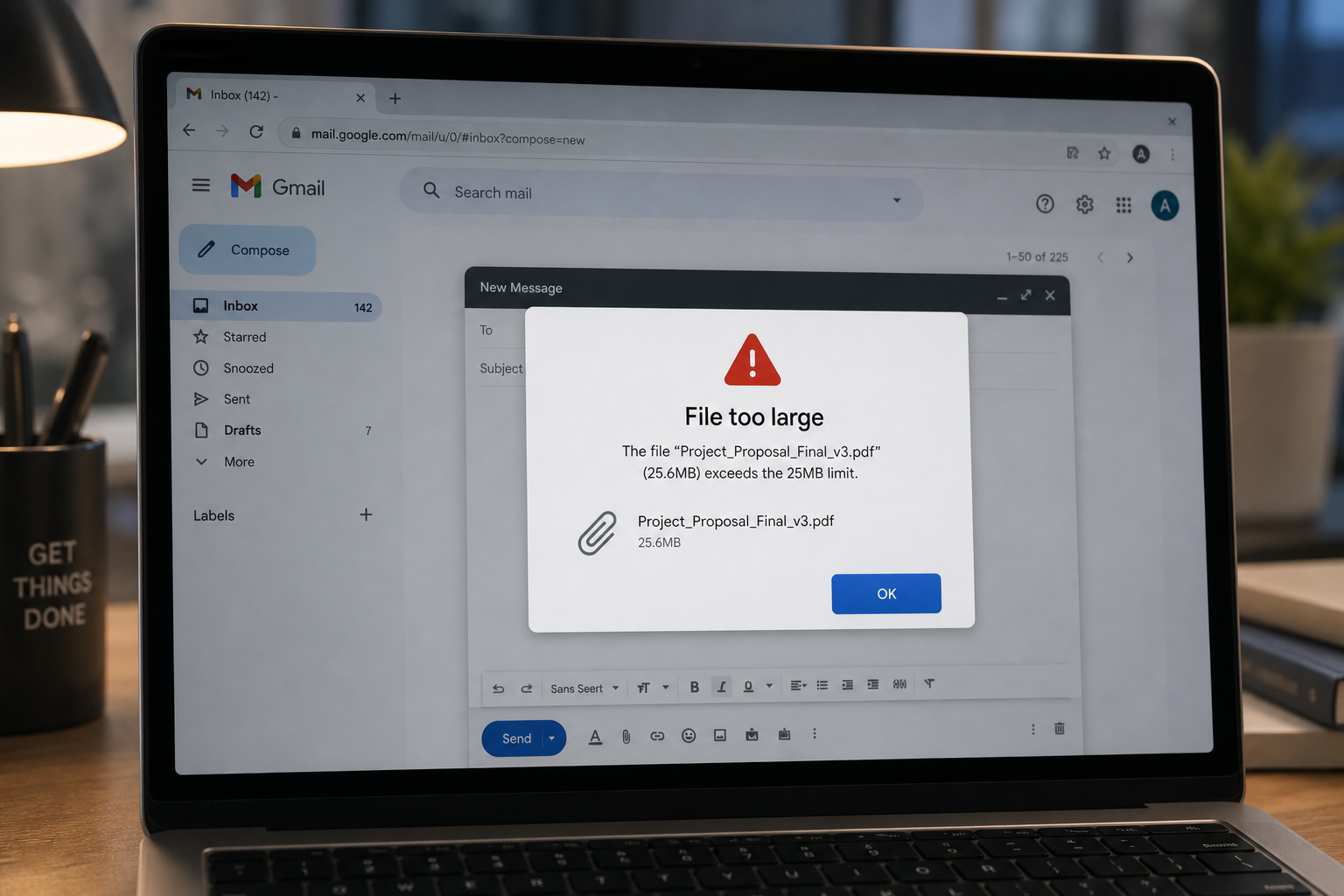 Send Large Files Free 10GB: Why This Is the Sweet Spot and 5 Services That Deliver 2 Gmail file size limit error when trying to attach a large video file.
