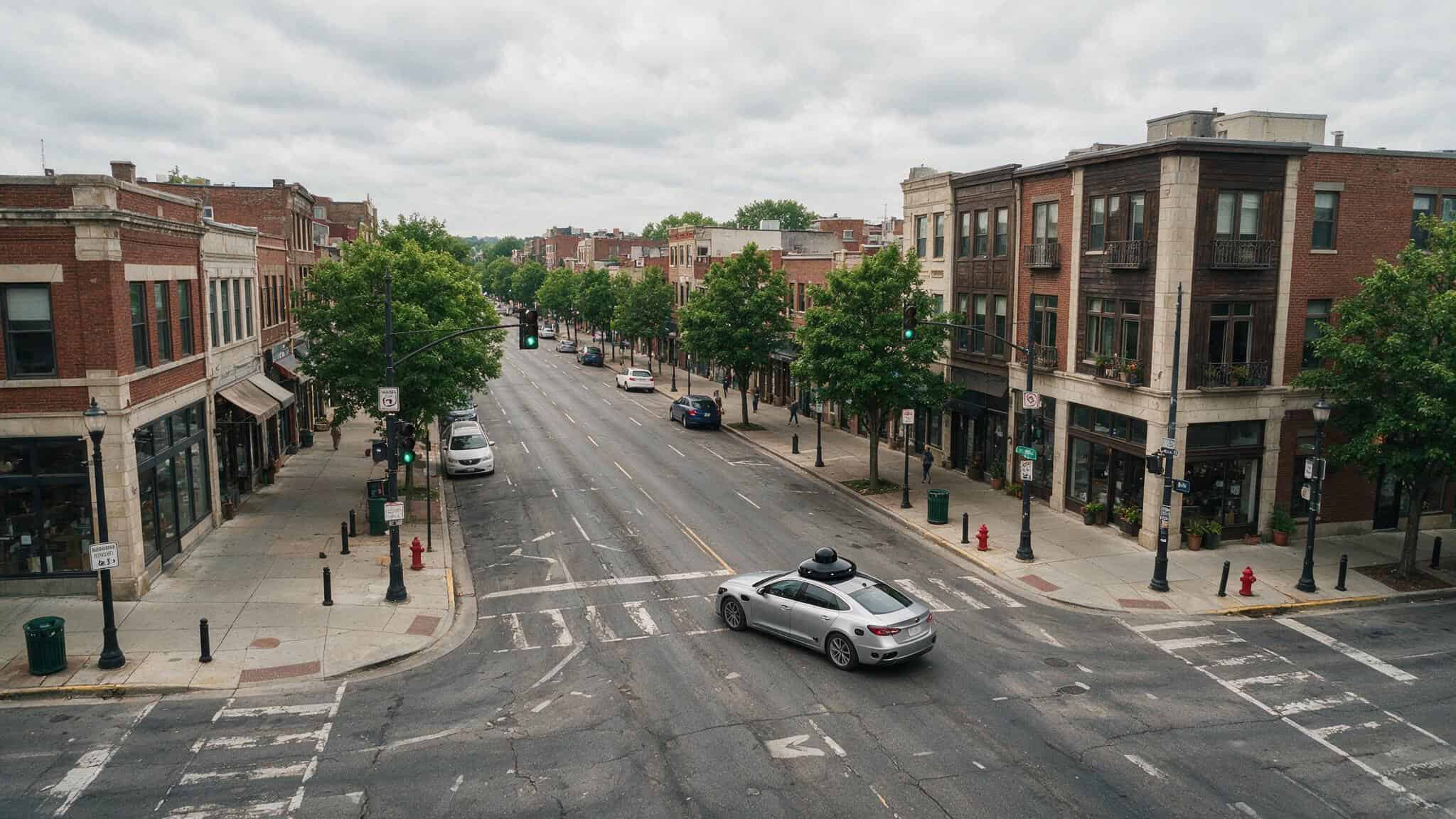 Why Self-Driving Cars Might Not Be Safer Than Humans 2 City street with worn lane markings that autonomous vehicles require for navigation
