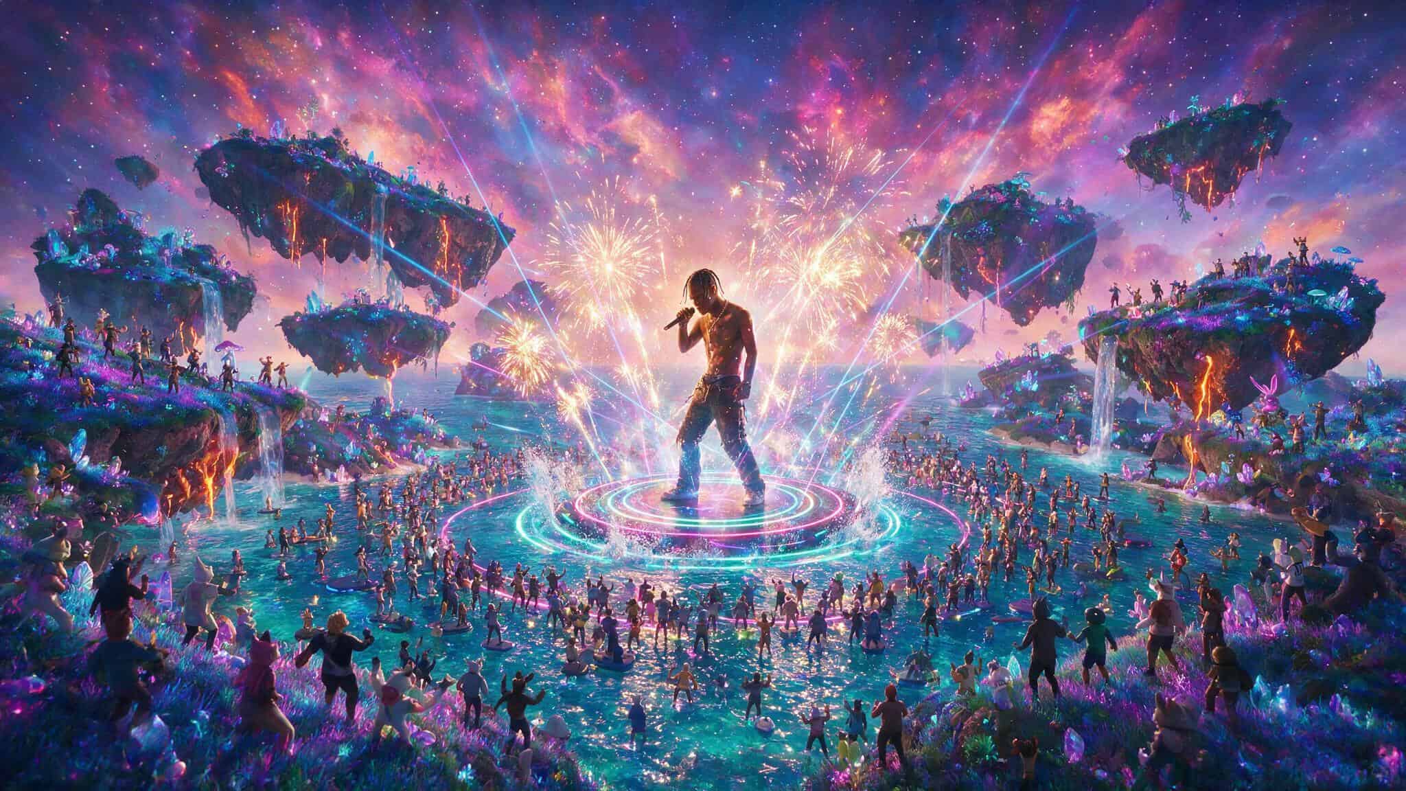 Fortnite Astronomical virtual concert with Travis Scott avatar and over 12 million live players