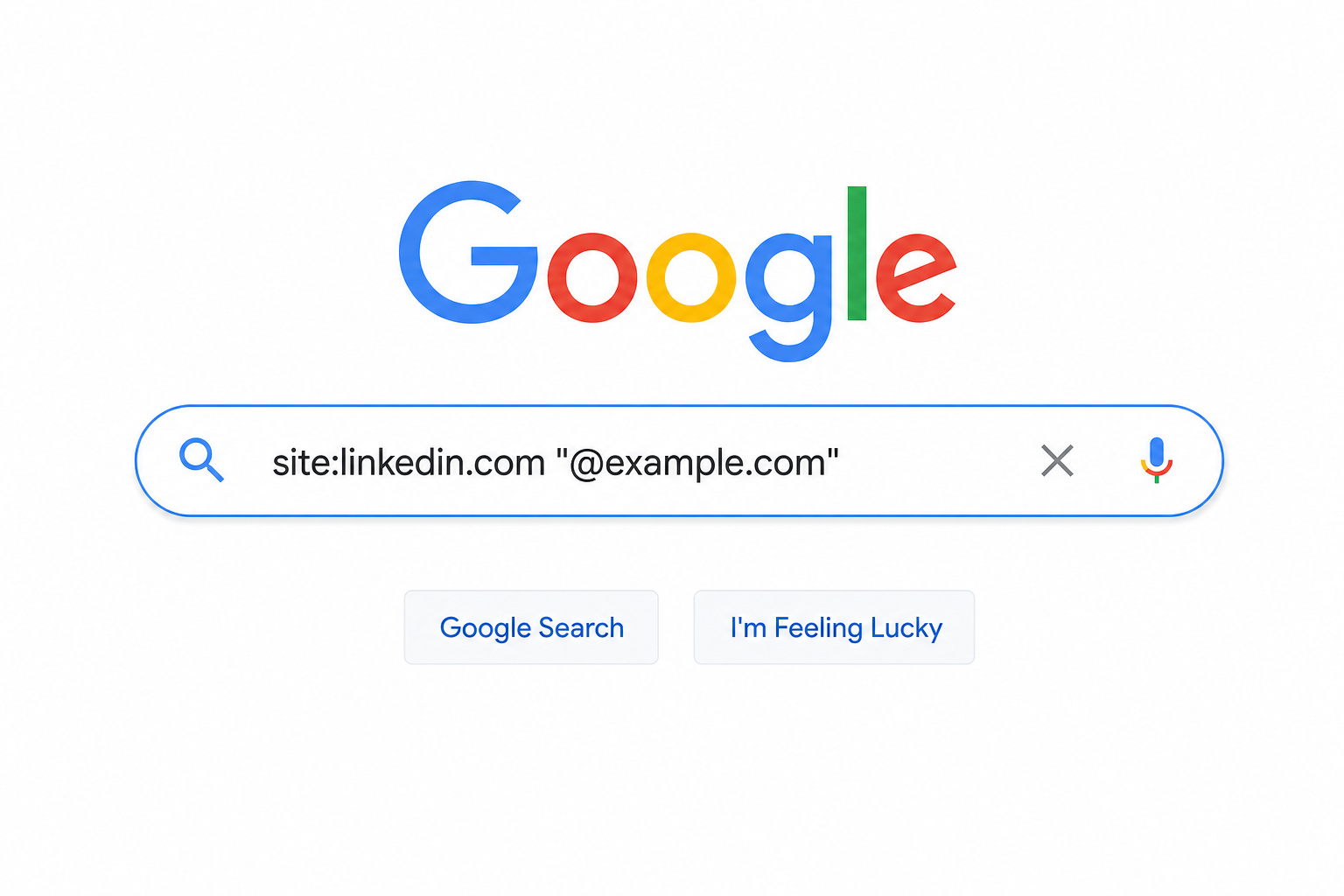 Reverse Email Lookup Free: How to Use WHOIS, RDAP, and OSINT to Find the Owner 6 Google search bar showing a site:linkedin.com dork query with an email handle