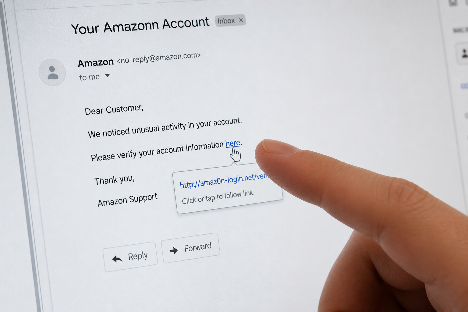 How to Identify a Fake Email Address: 12 Geeky Telltale Signs 5 Hovering over an email link reveals a suspicious destination URL in a tooltip.