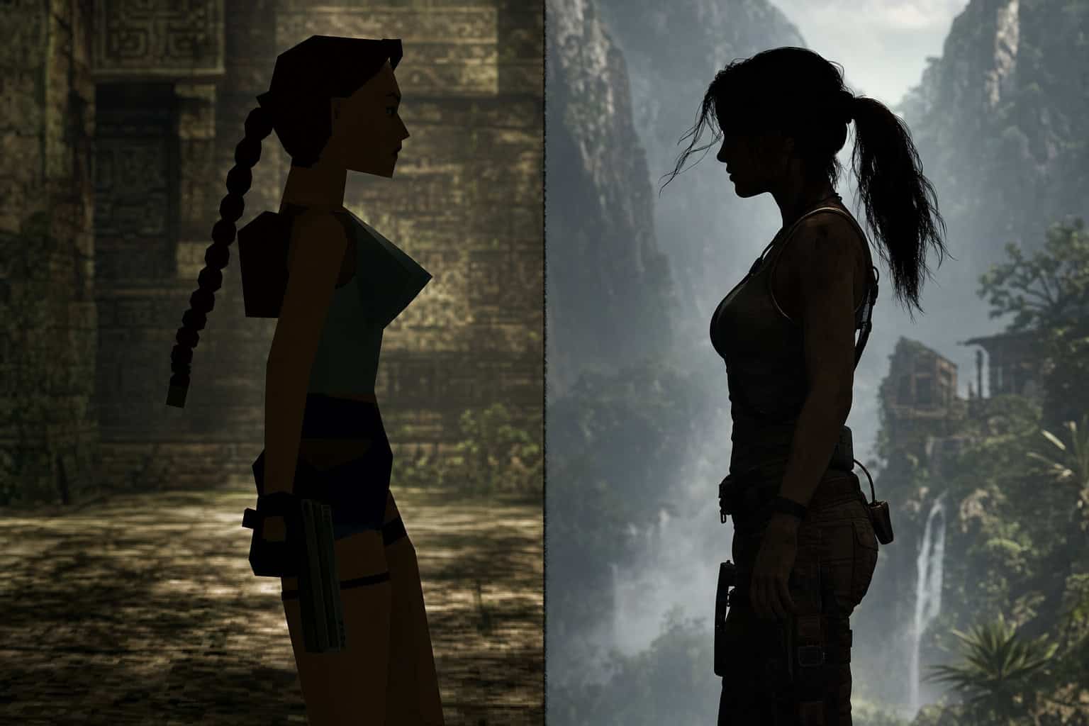 Lara Croft Game vs. Movie Outfits: A Side-by-Side Comparison 9 Side by side comparison of classic 1996 Lara Croft and 2013 reboot Lara Croft.