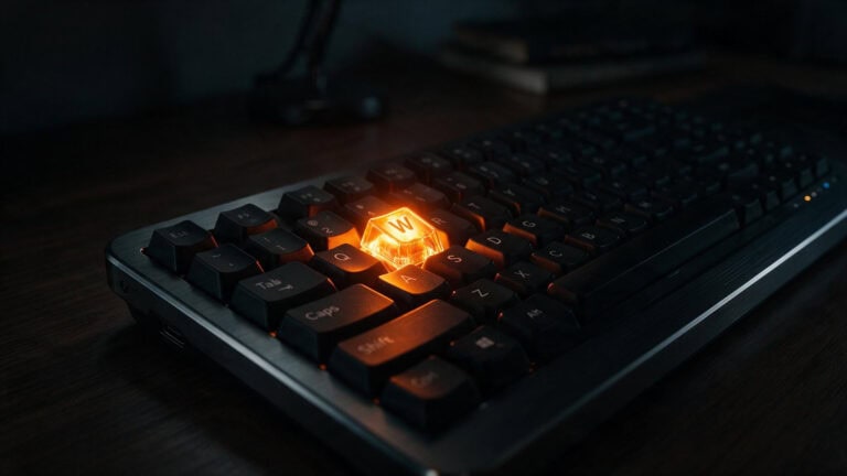 Memorable password ideas article hero image showing a glowing keyboard key