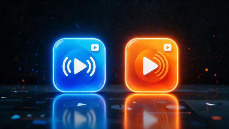 Nuvio and Stremio app icons in a head-to-head comparison on a dark background