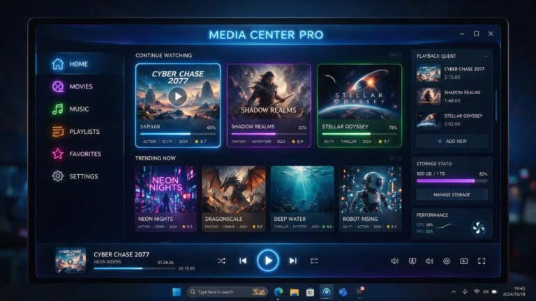 Nuvio Desktop app interface on a Windows PC monitor in dark mode