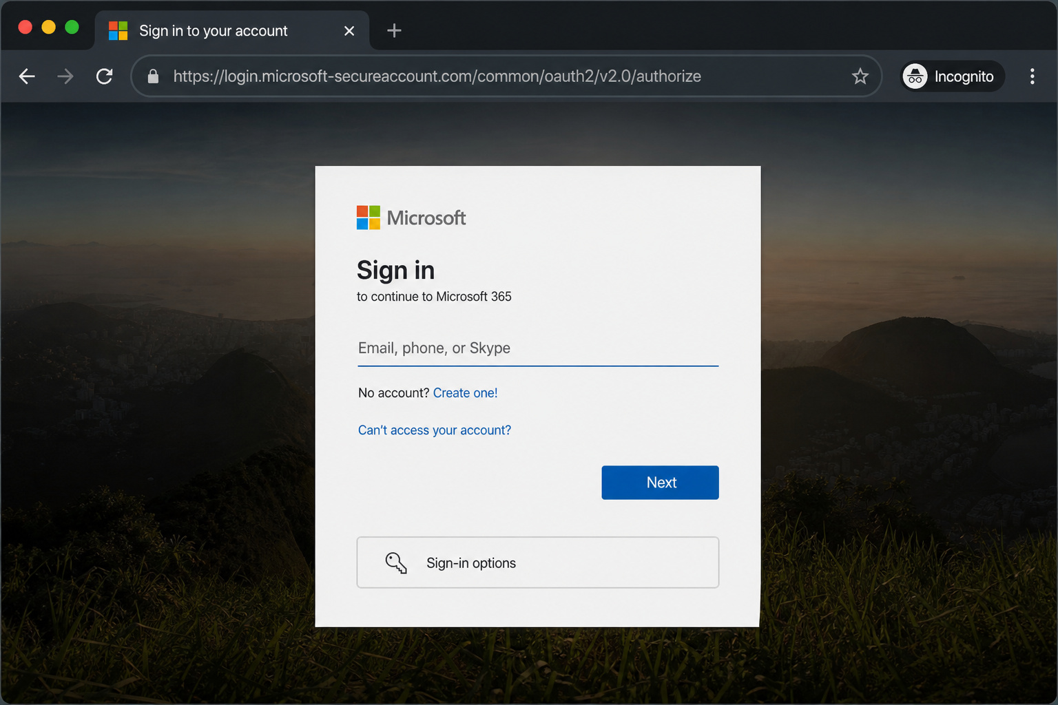 How to Tell If It's a Scammer Email: 7 Red Flags That Go Beyond the Obvious 9 Browser address bar with a padlock icon on a fake Microsoft login page, debunking the padlock safety myth.