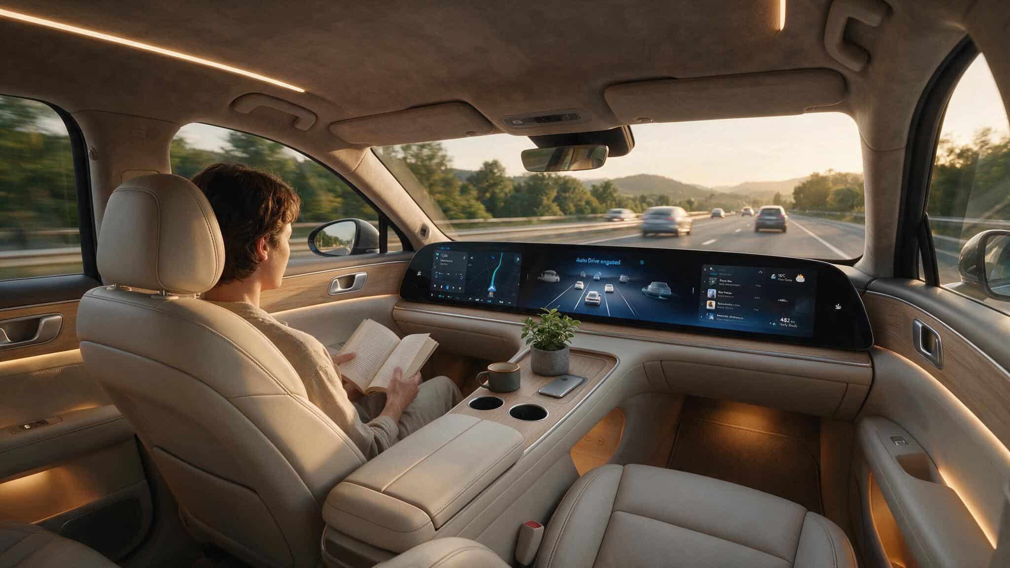 Why Self-Driving Cars Might Not Be Safer Than Humans 3 Passenger reading in a Level 3 autonomous vehicle during a fender bender liability scenario