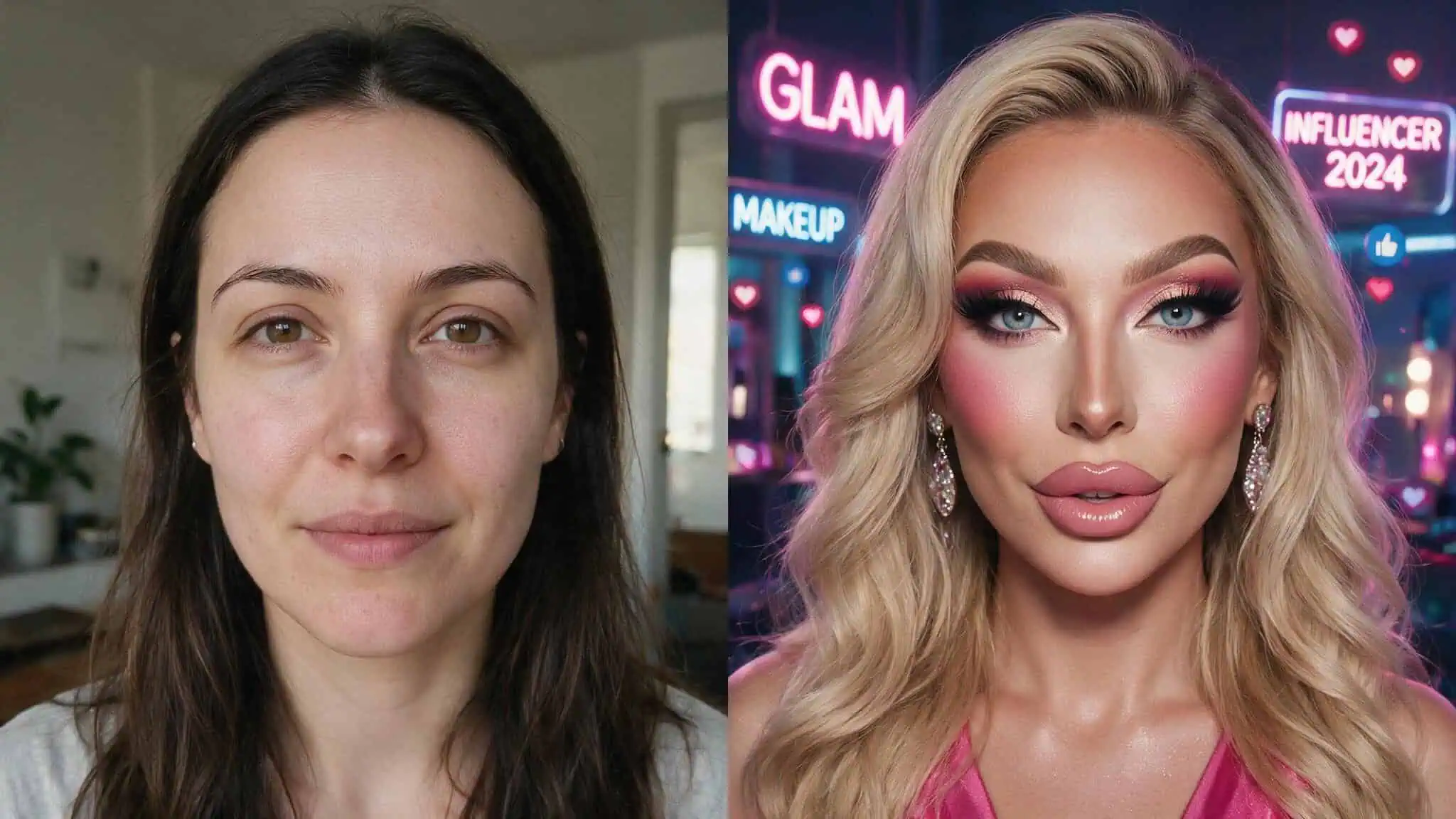 Gamer Babe vs Gamer Girl: Why One Has a Dictionary Warning 3 Split portrait contrasting a real woman with a stylized gaming persona, showing marketing divide.