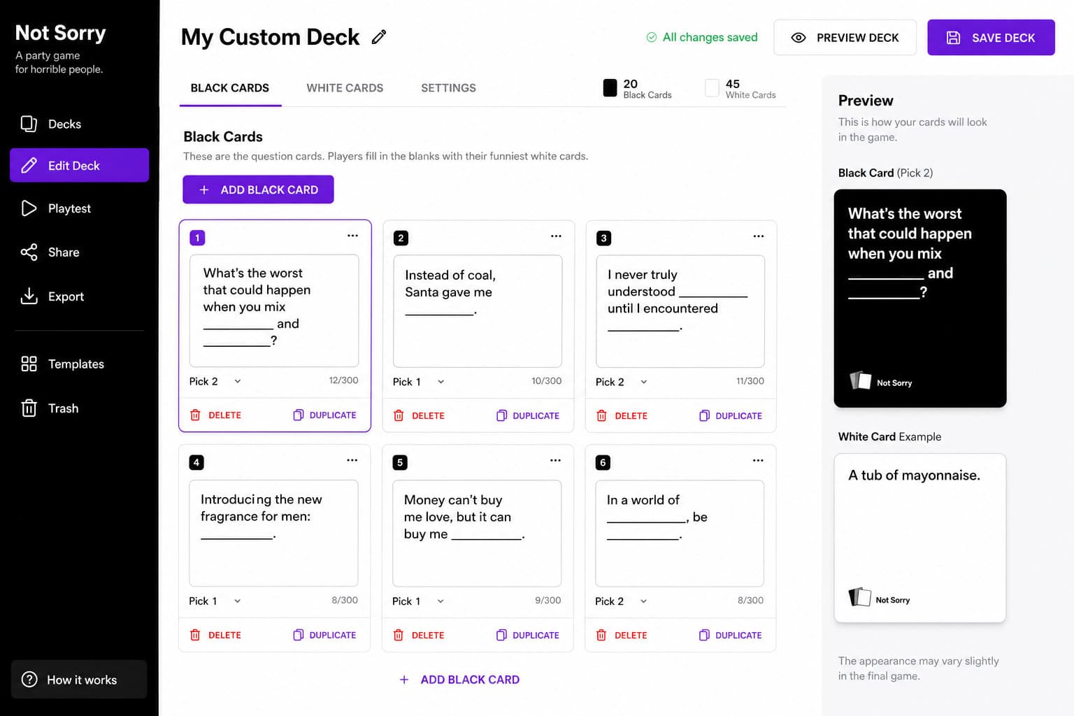 10 Free Online Party Games for Adults That Actually Work (Ranked) 2 Custom card deck editor interface for the browser game Pretend You're Xyzzy.