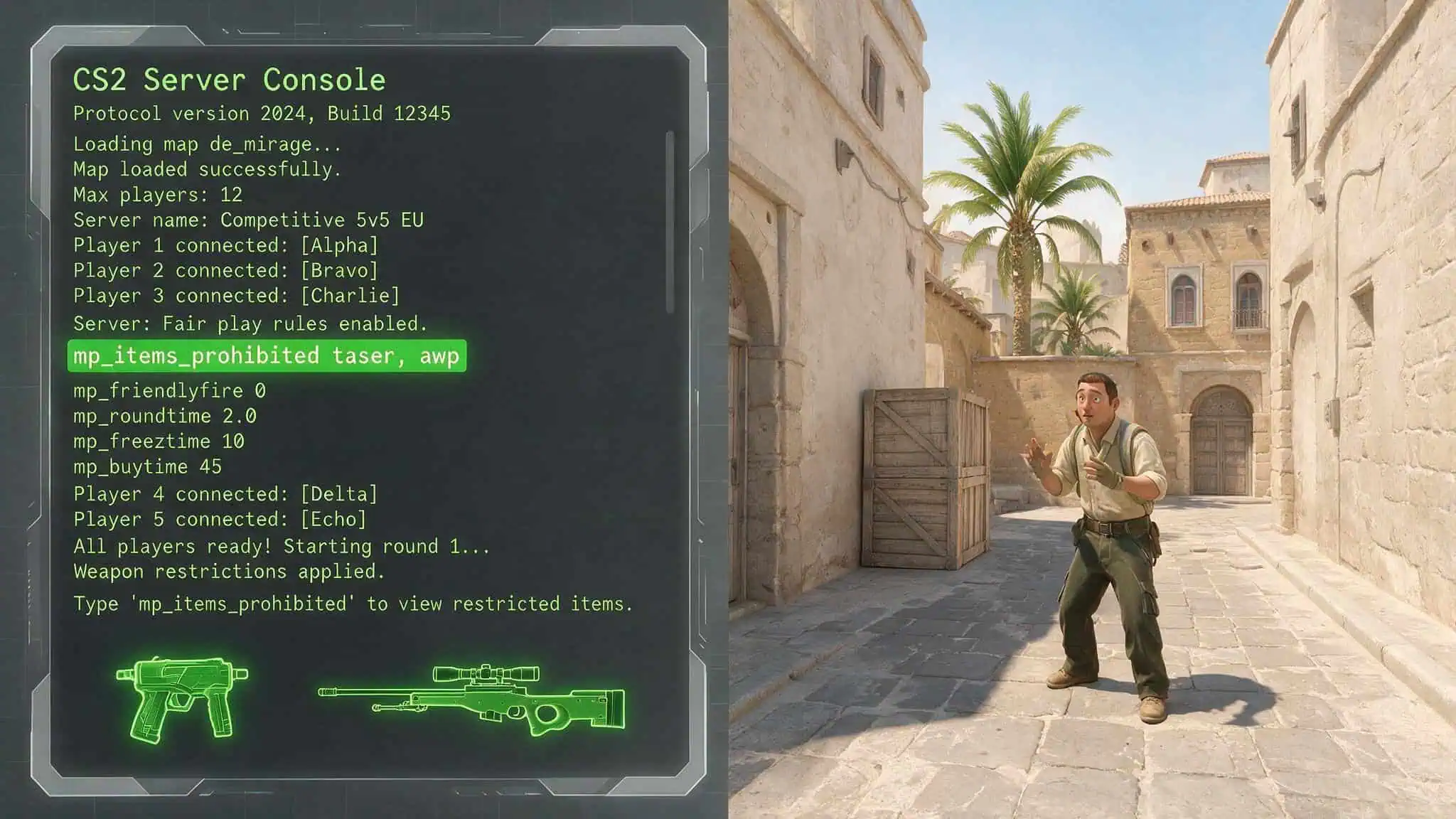 Is the AWP Banned in CS:GO? The Truth About Server Bans and Nerfs 2 Server command mp_items_prohibited taser awp that disables the AWP on custom CS2 servers, fueling the ban myth.