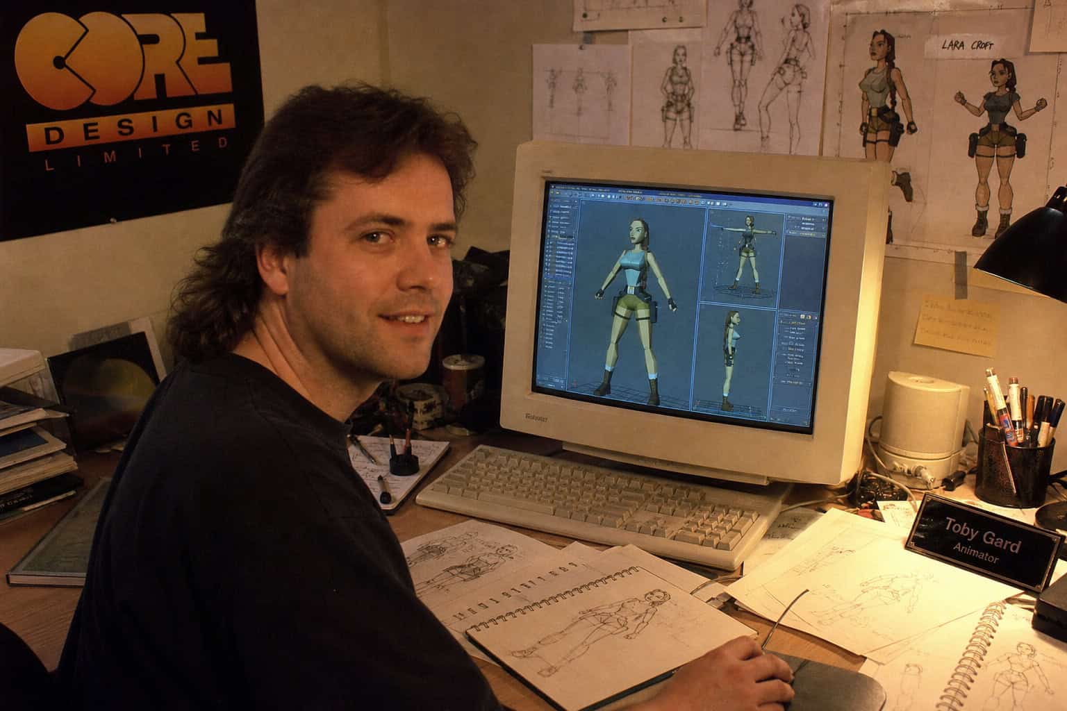 Lara Croft Game vs. Movie Outfits: A Side-by-Side Comparison 3 Toby Gard animator creator of Lara Croft at Core Design in Derby 1996.