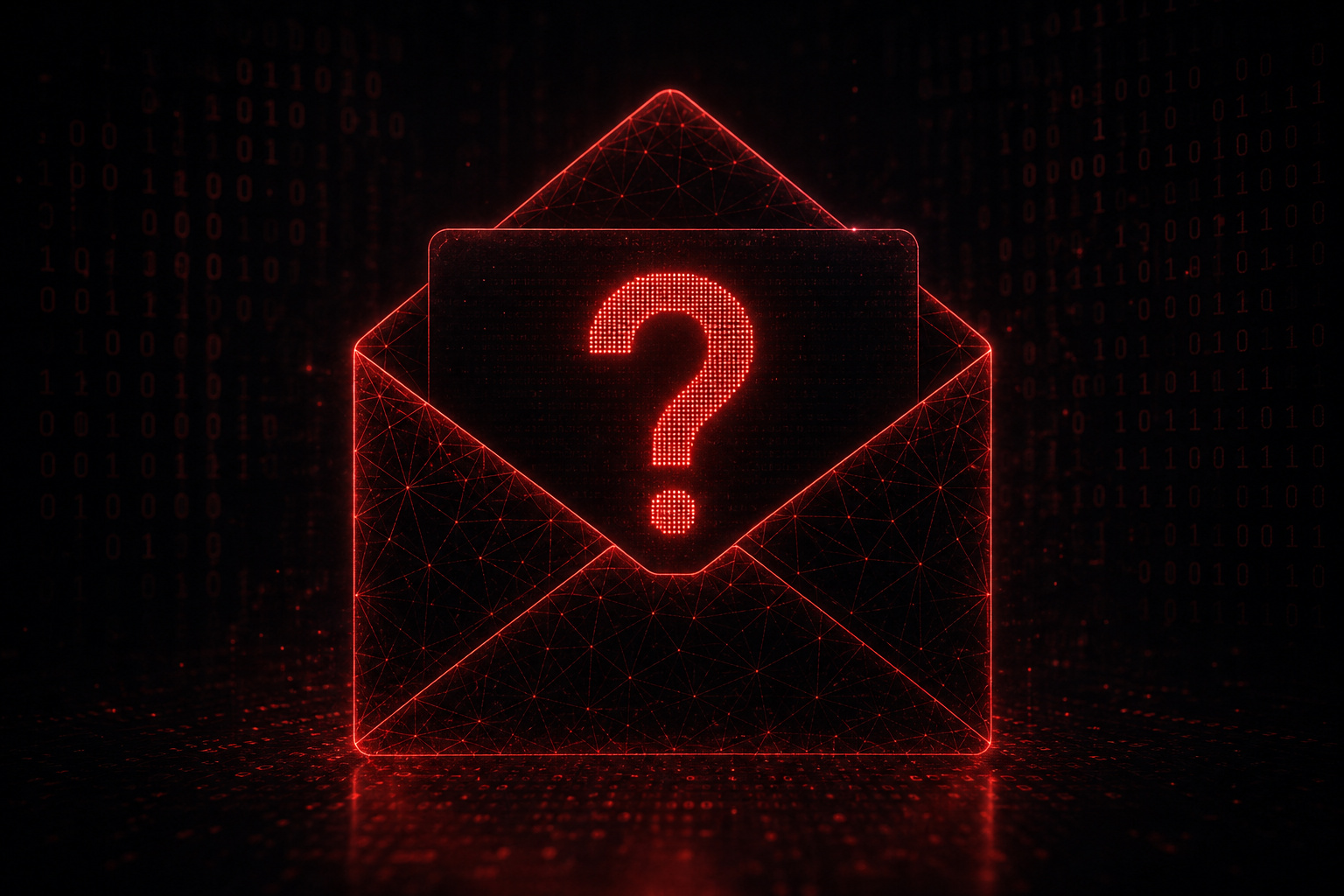 Free Email Scammer Check: 4 Steps to Catch Phishing Without Paying 8 Question mark inside an email envelope representing an unknown verification result.