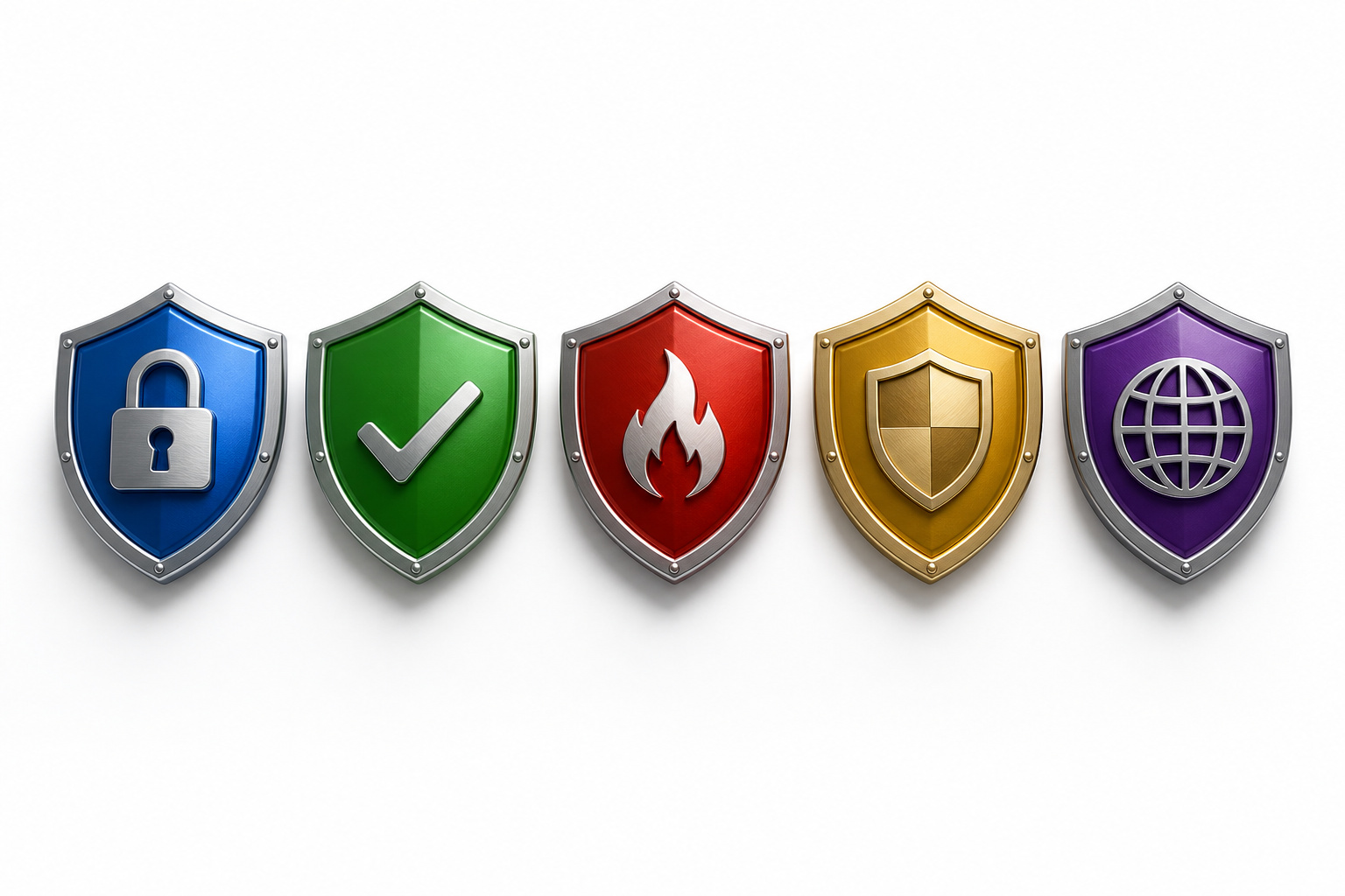 How to Check if an Email is Valid Without Sending: SMTP, DNS & Free Tools 6 Five colored security shields representing different email verification tools like Verifalia and Hunter