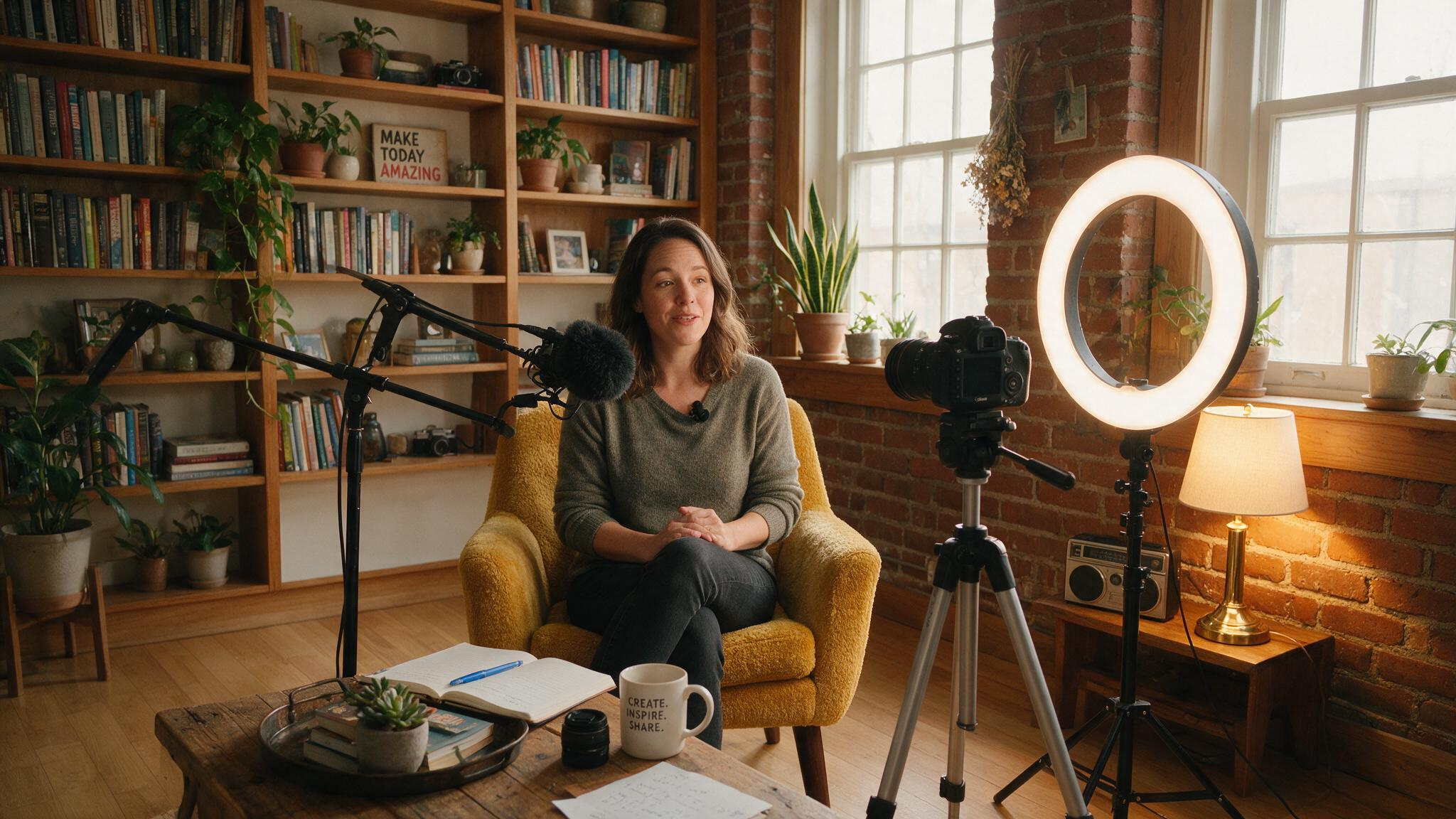7 Legit Work-From-Home Jobs for Women (Real Salaries) 5 Woman recording content for a YouTube channel, building a long-term asset through content creation.