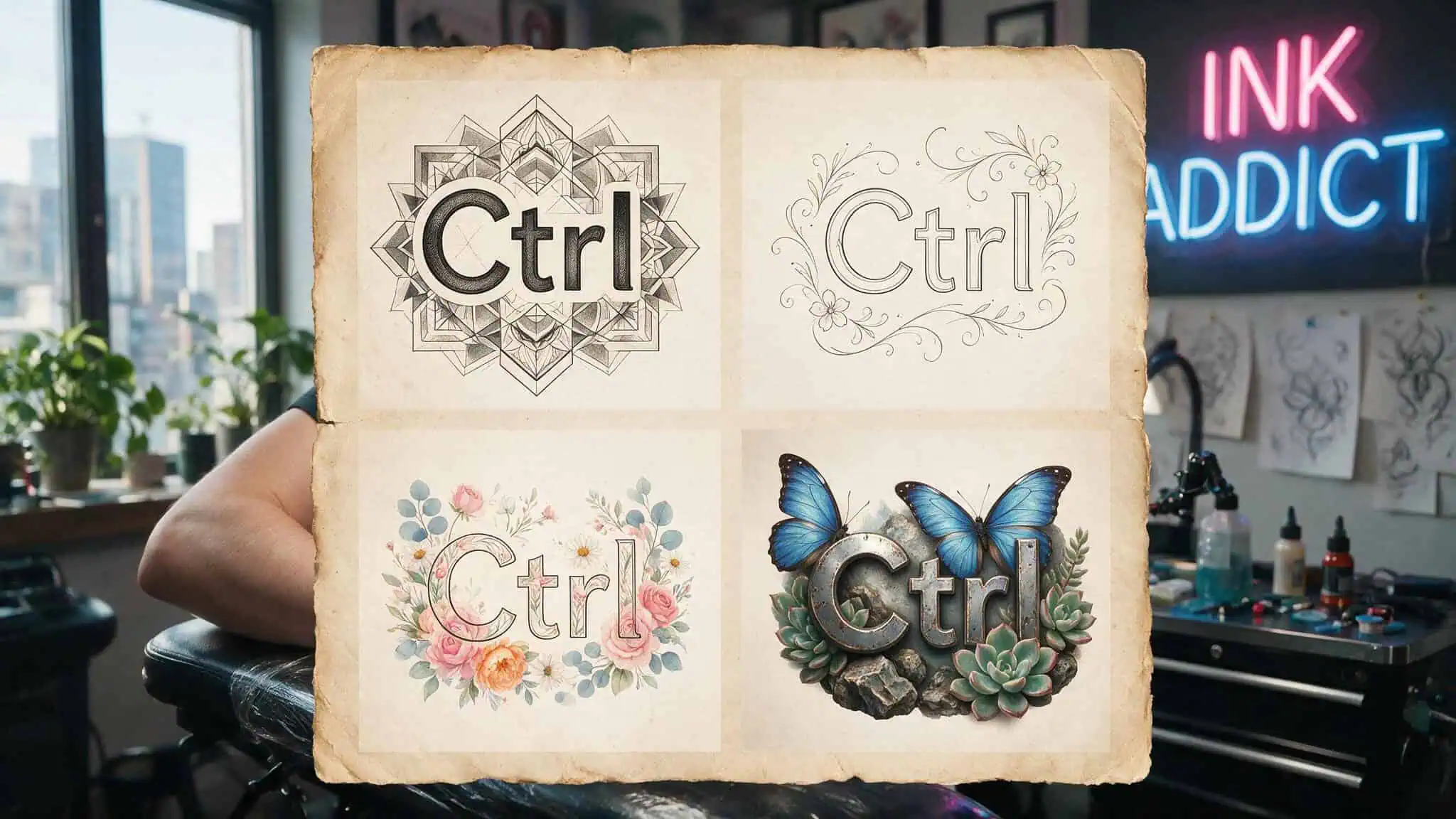 Ctrl Tattoo Sleeve: 8 Design Ideas from SZA's Album to Full Arm Ink 4 Four artistic styles for Ctrl tattoos: geometric, fine line, floral, and micro realism.