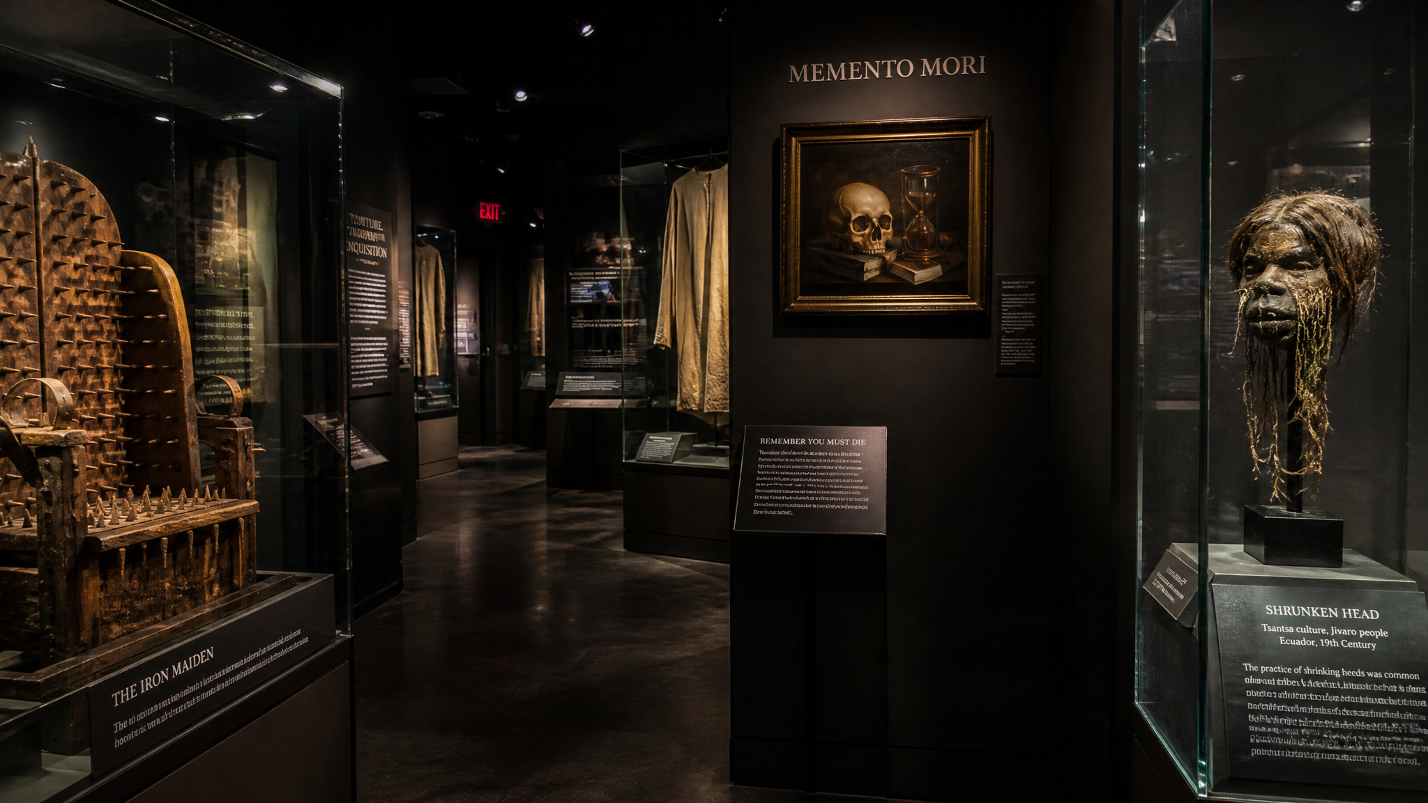 Dark-Tourism Museums: 20 Sites I've Visited That Confront Death 6 Dark museum exhibits including torture devices and curiosities, illustrating the fourteen types of dark museums.