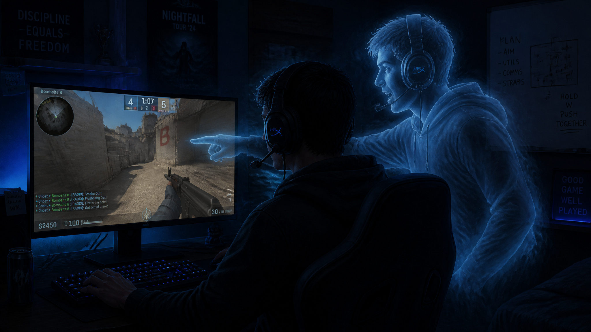 What Is a Backseat Gamer? Definition, Examples, and How to Avoid It 2 Dead teammate ghost giving advice in a first-person shooter, illustrating backseat gaming from the spectate screen.