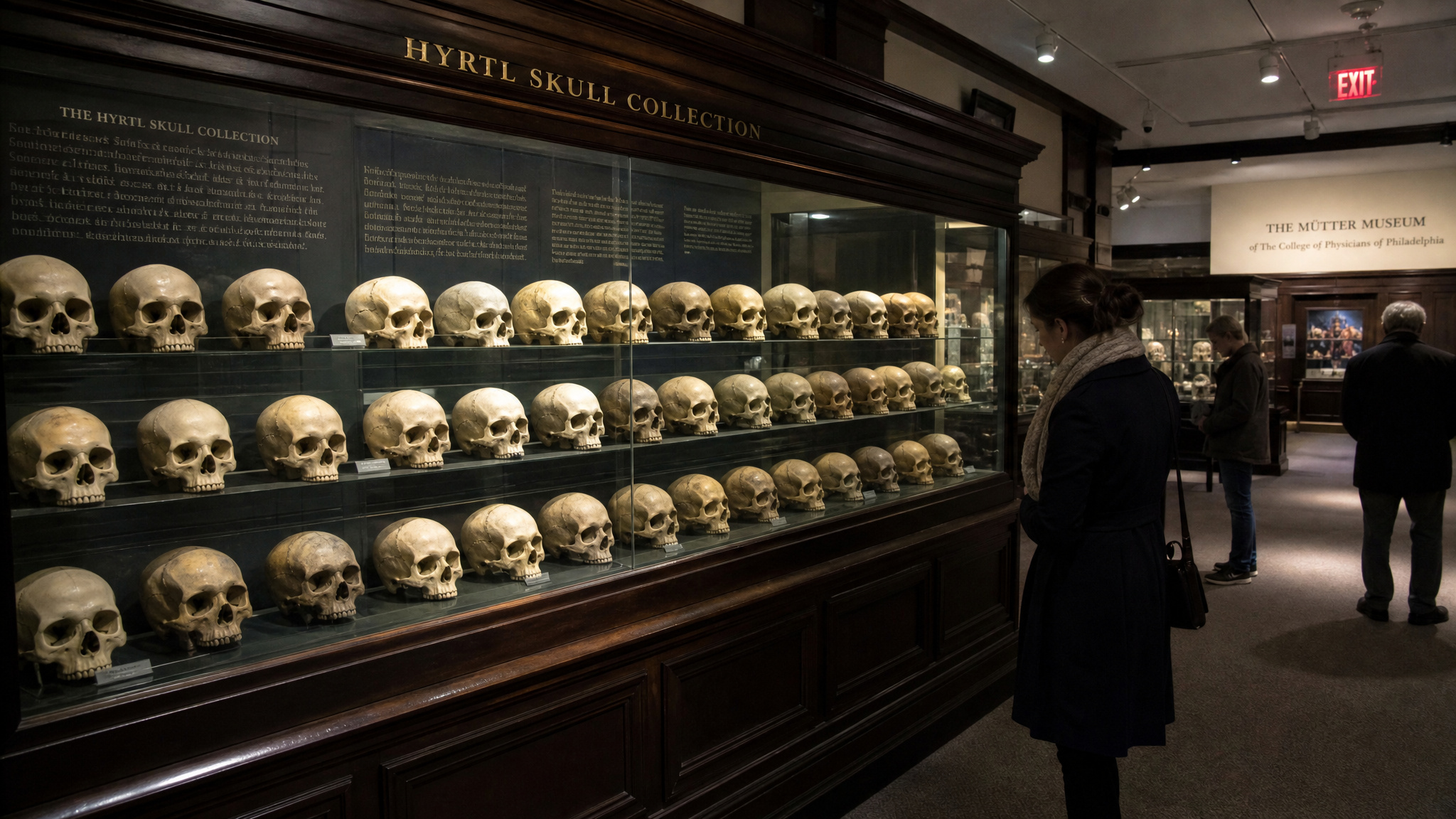 Dark-Tourism Museums: 20 Sites I've Visited That Confront Death 5 Mütter Museum Hyrtl Skull Collection display, a controversial exhibit of 139 skulls in Philadelphia.