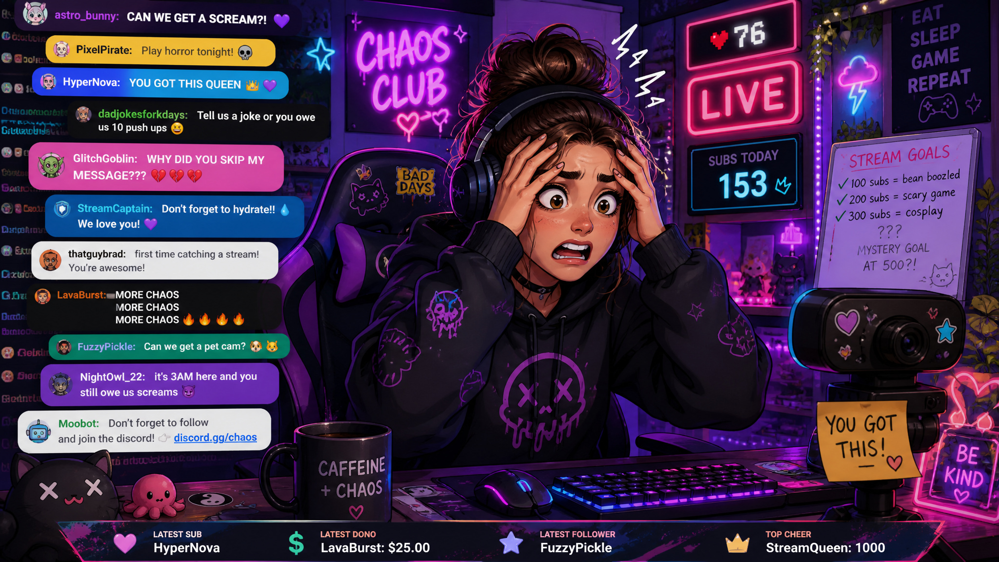 What Is a Backseat Gamer? Definition, Examples, and How to Avoid It 3 Streamer overwhelmed by chat messages offering unsolicited advice, showing backseat gaming in streaming culture.