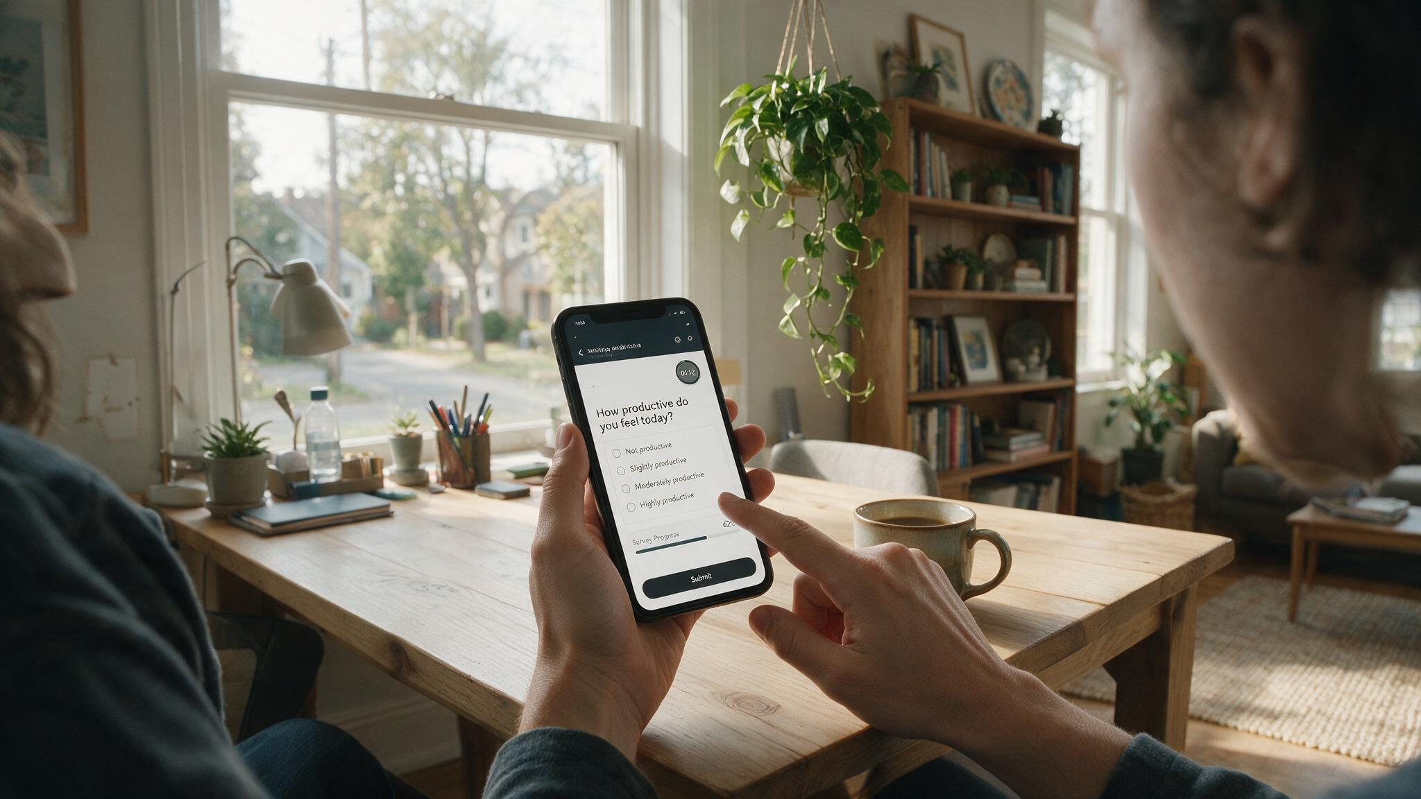 10 Trusted Online Money-Making Sites (Vetted by Data, Not Hype) 3 Person taking an online survey on smartphone with timer and progress bar