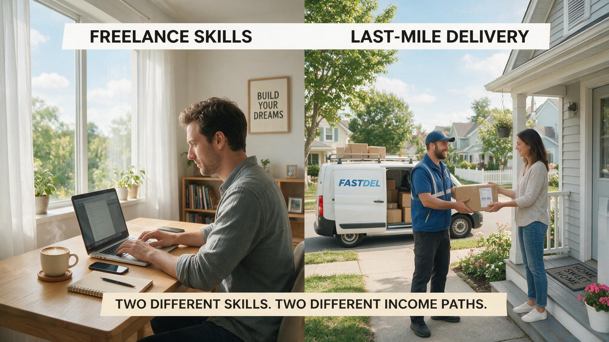 Decision framework comparing time-for-money gigs versus asset-building side hustles
