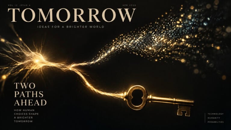 A glowing key connected to a lightning bolt, symbolizing innovation and unlocking future possibilities, with a dark background and sparkling light effects.