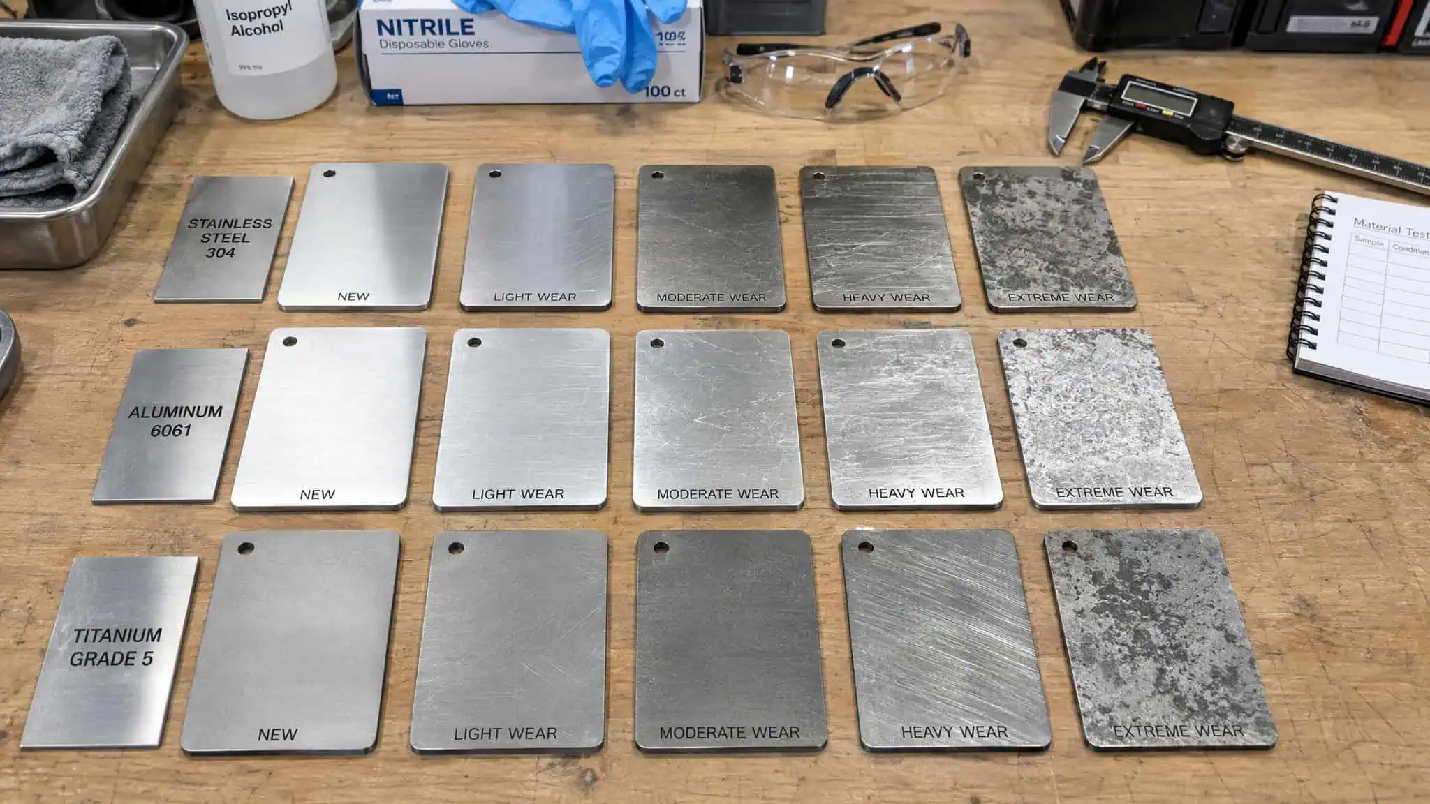 How Long Does Laser Engraving Last? A Sandblast-Tested Answer by Material 4 Ranked engraved test coupons from controlled abrasion testing before promising durability
