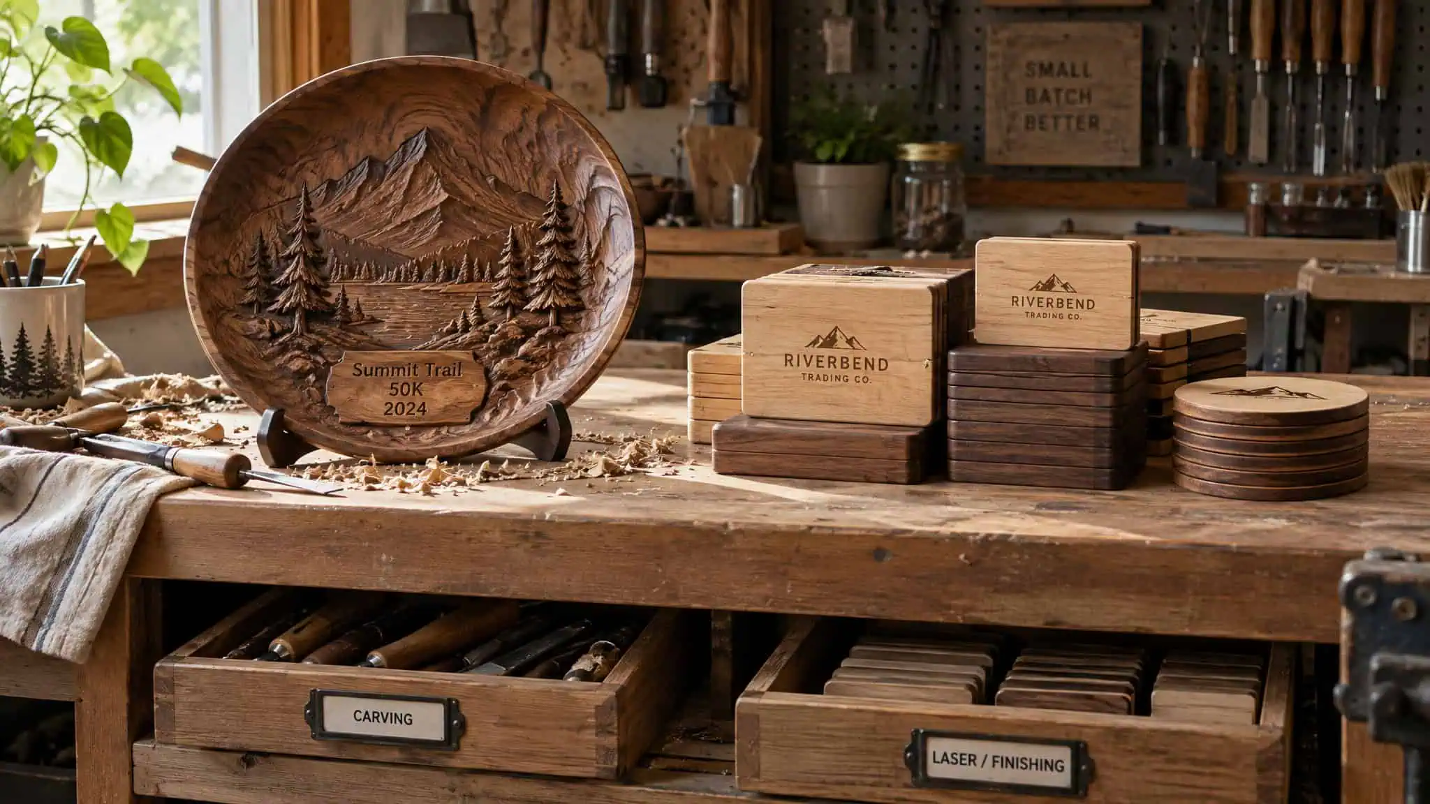 Laser Engraving vs Traditional Engraving: Tool Wear, Setup Time, and the Jobs Where Mechanical Still Wins 5 Workshop routing decision between rotary engraved trophy plates and laser engraved personalized gift items