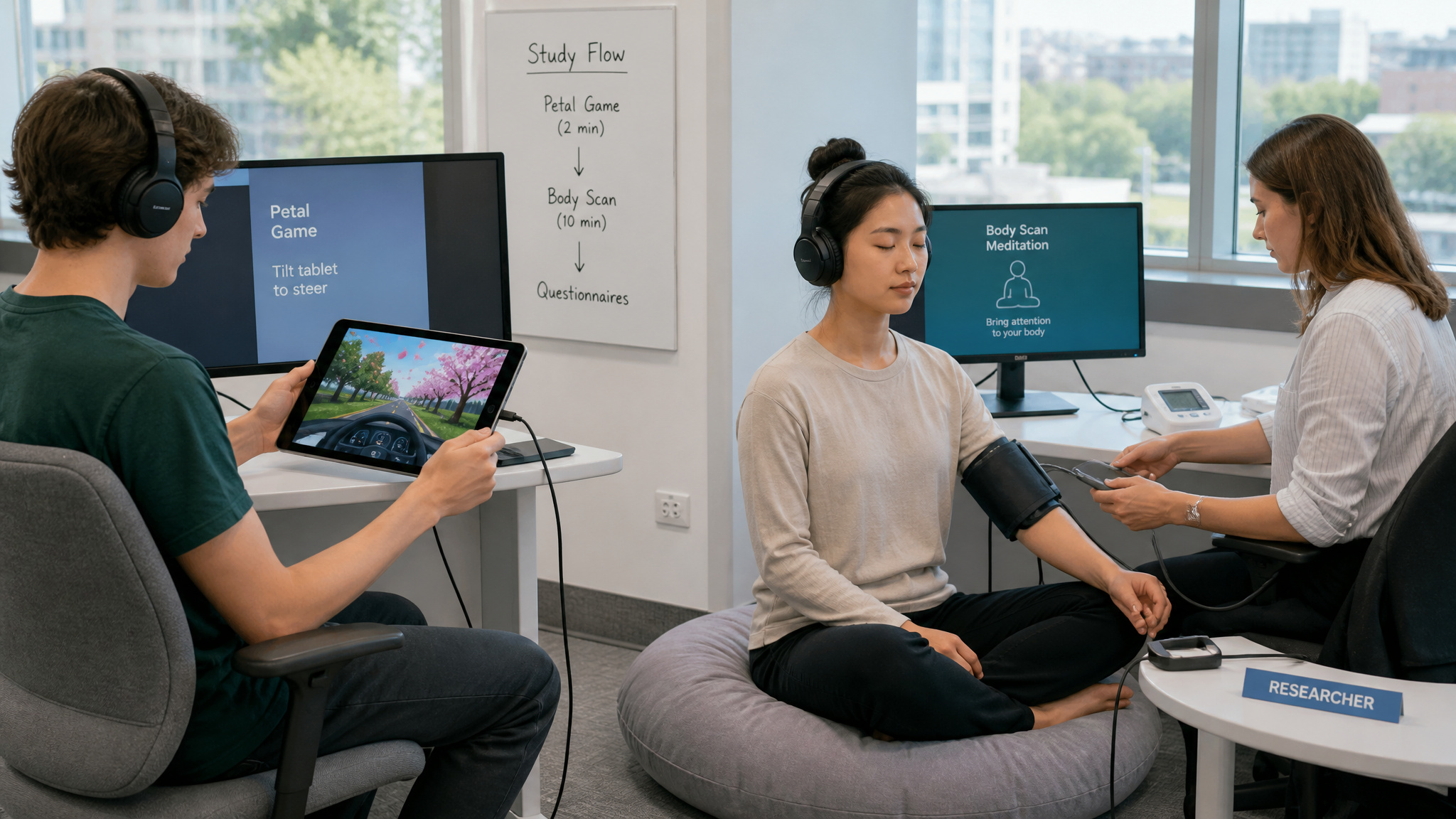 Is Gaming Relaxing? What a Head-to-Head Study Against Meditation Found 3 Head-to-head trial comparing the game Flower against guided body-scan meditation for stress