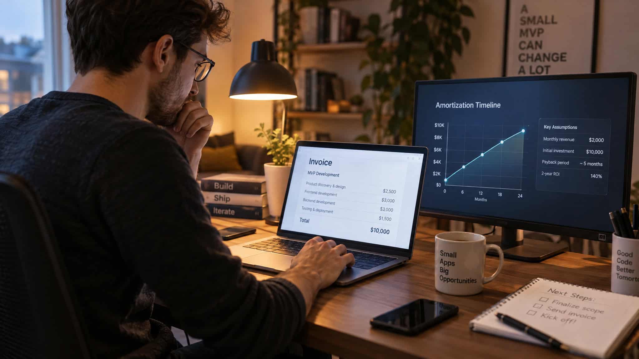 Is Software Development Tax Deductible? OBBBA Restored Expensing — What Changed in 2025 2 Freelance developer reviewing MVP contractor spend under Section 174 capitalization rules