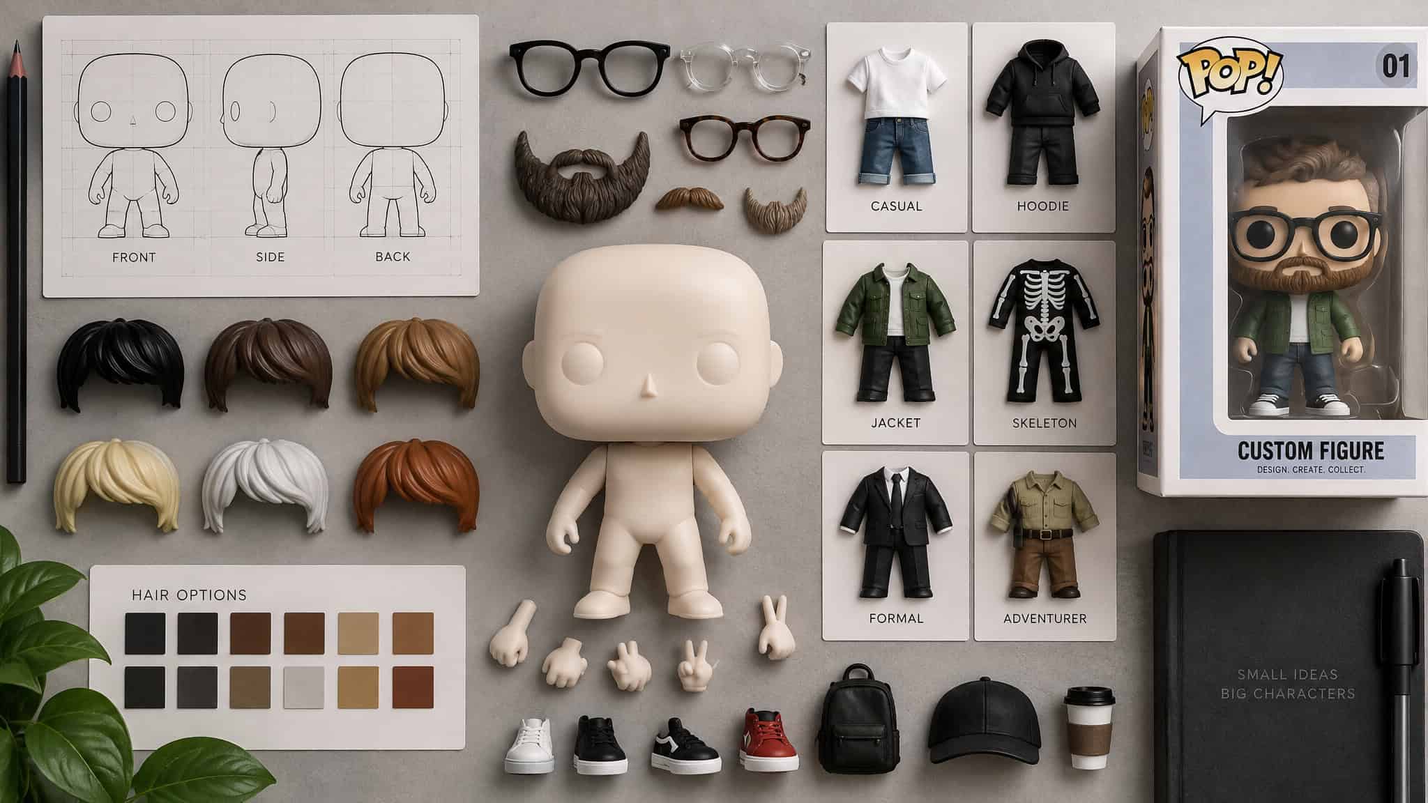 Funko Pop Yourself Europe: Delivery Times by Country and a Real £46 Order 3 Designing your own Funko Pop in Europe covers body, hair, outfits, and accessories