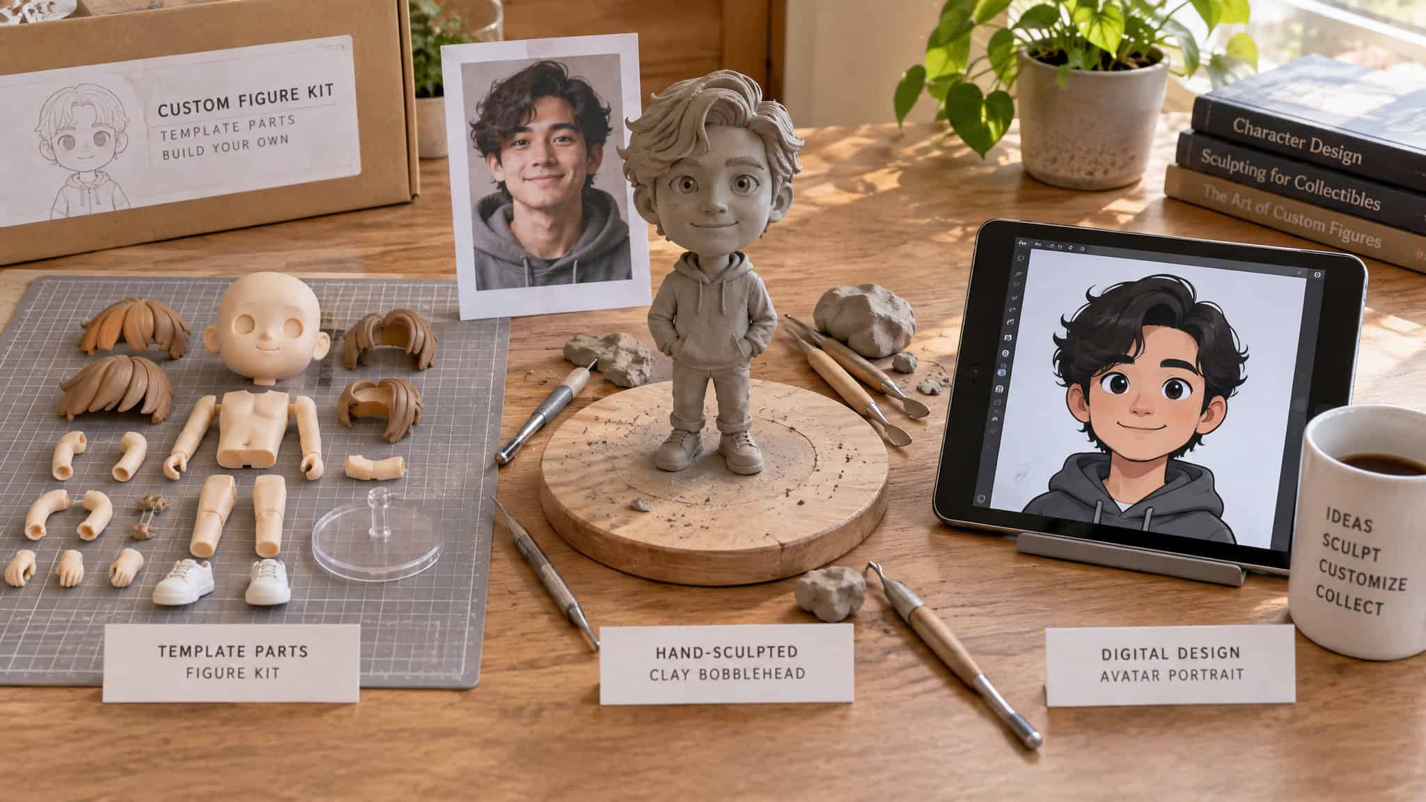 Three ways to make a custom Funko Pop: official parts builder, photo sculpting service, and digital avatar maker