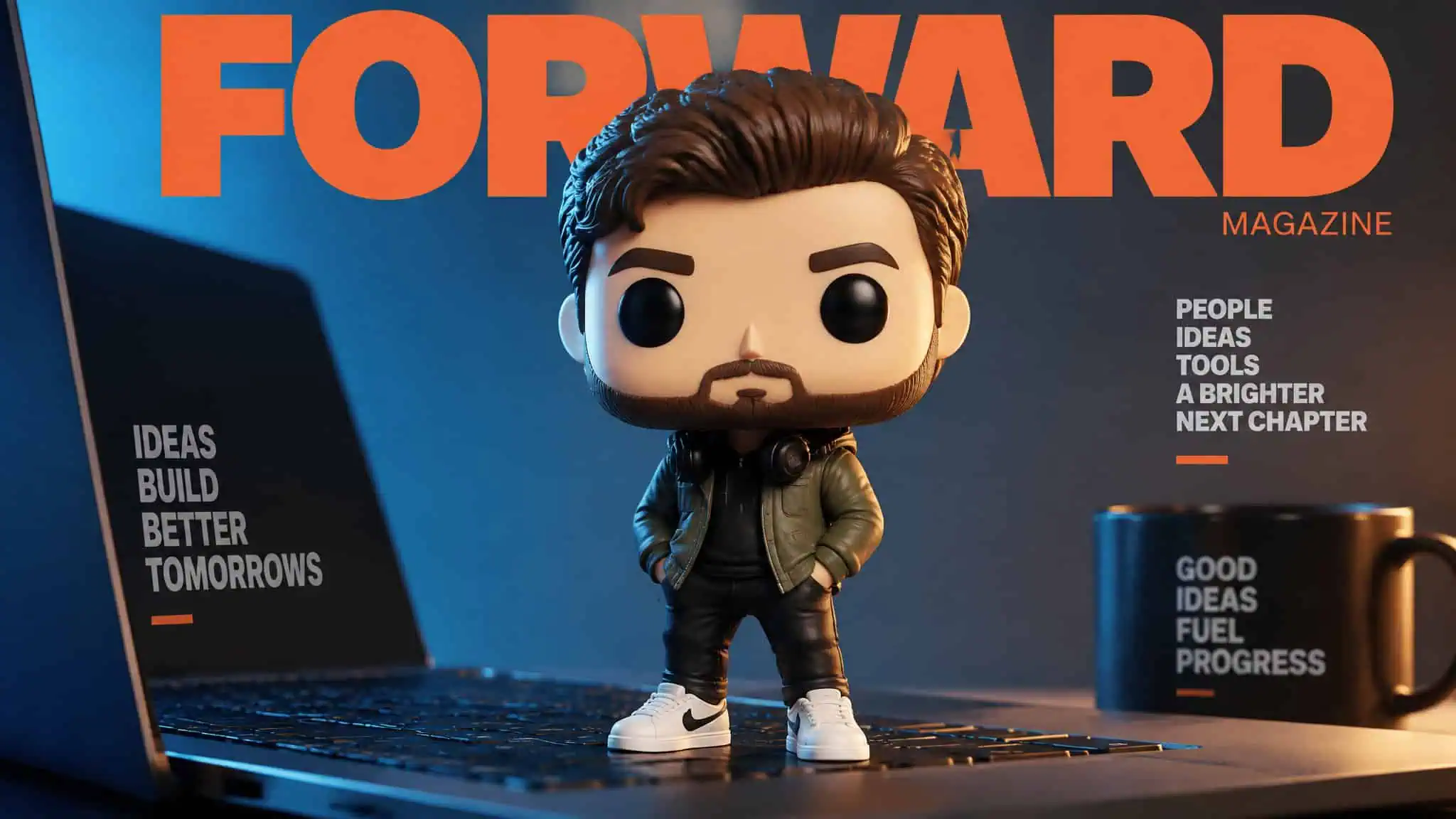 Featured Funko Pop figure on the cover of GeekExtreme magazine, highlighting technology and innovation themes.